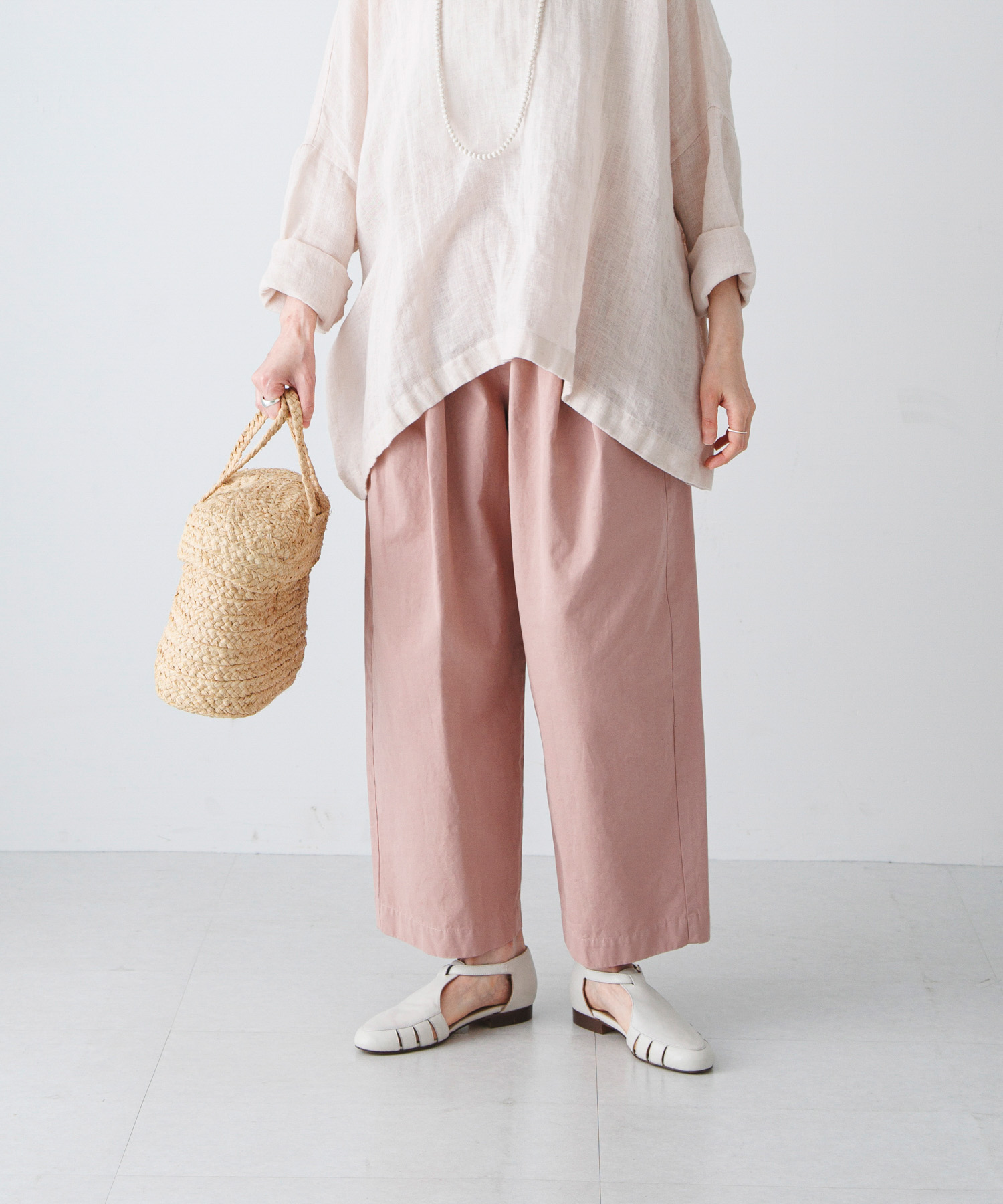 コットンテーパードイージーパンツ