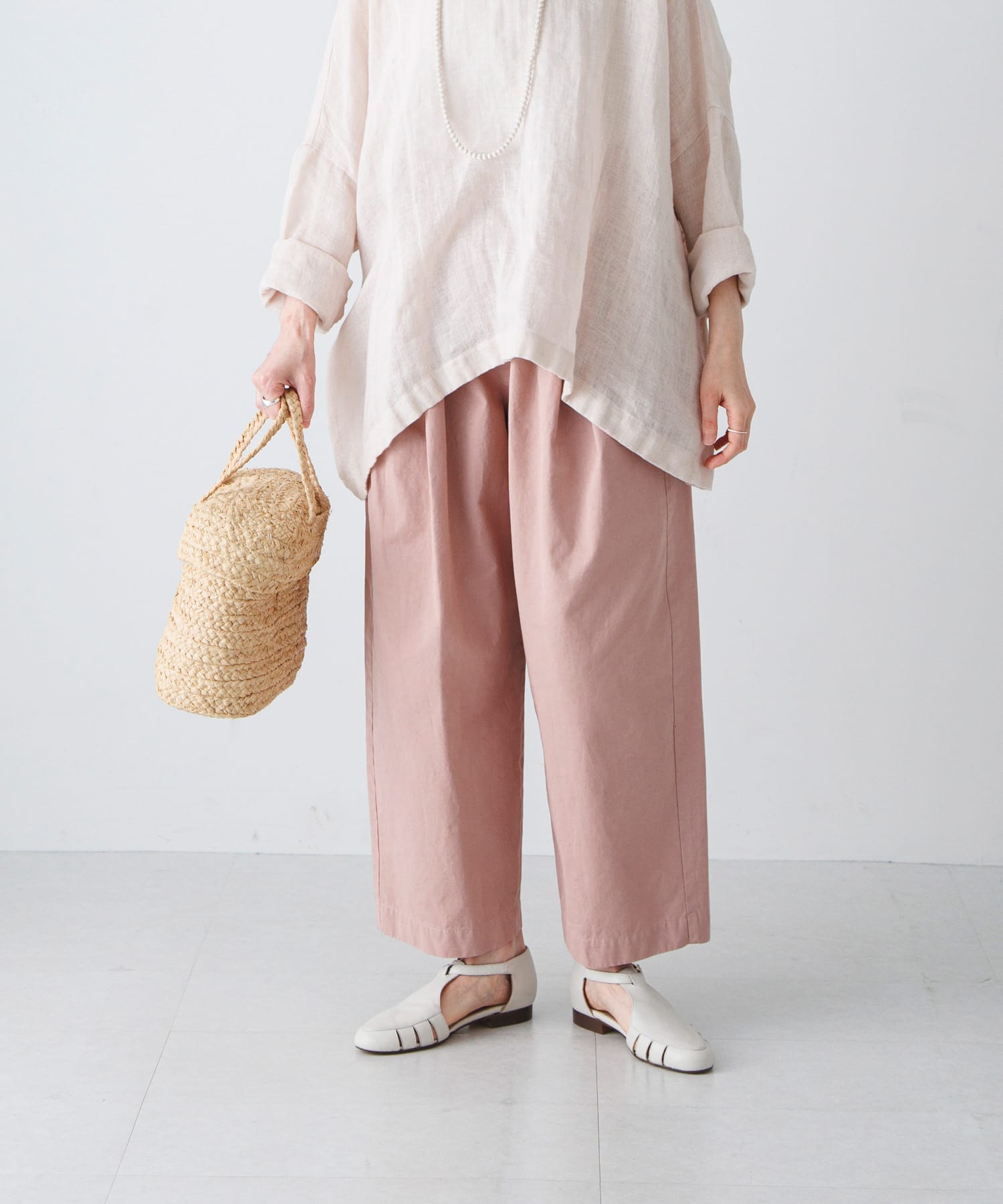 コットンテーパードイージーパンツ