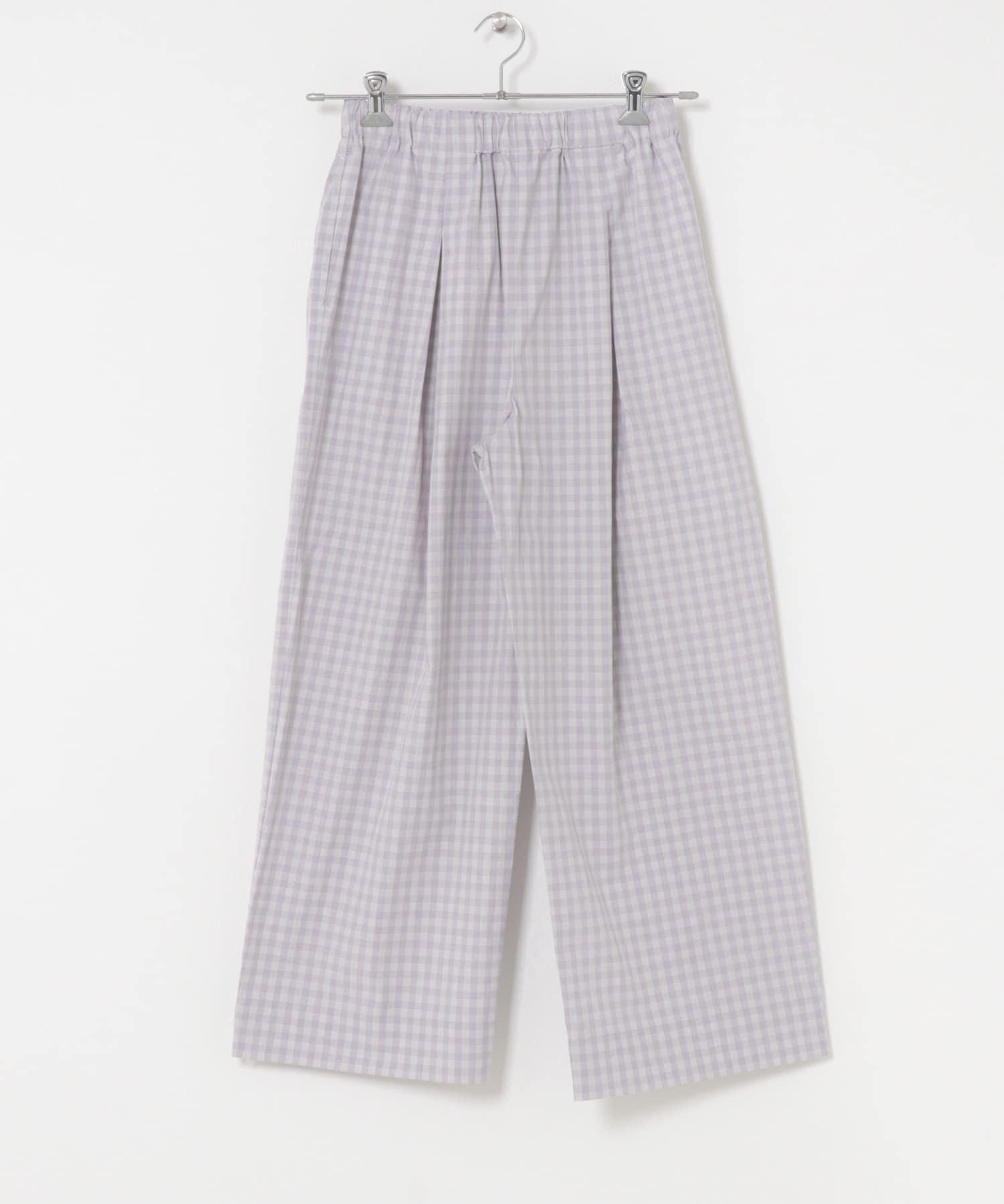 ギンガムタックワイドパンツ GRAY Free
