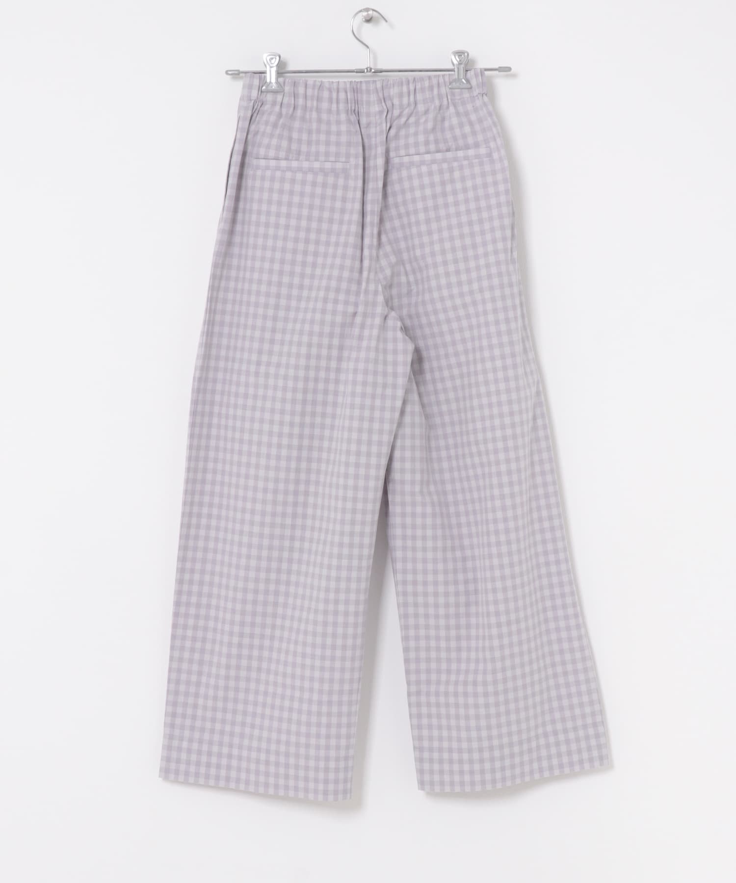 ギンガムタックワイドパンツ GRAY Free