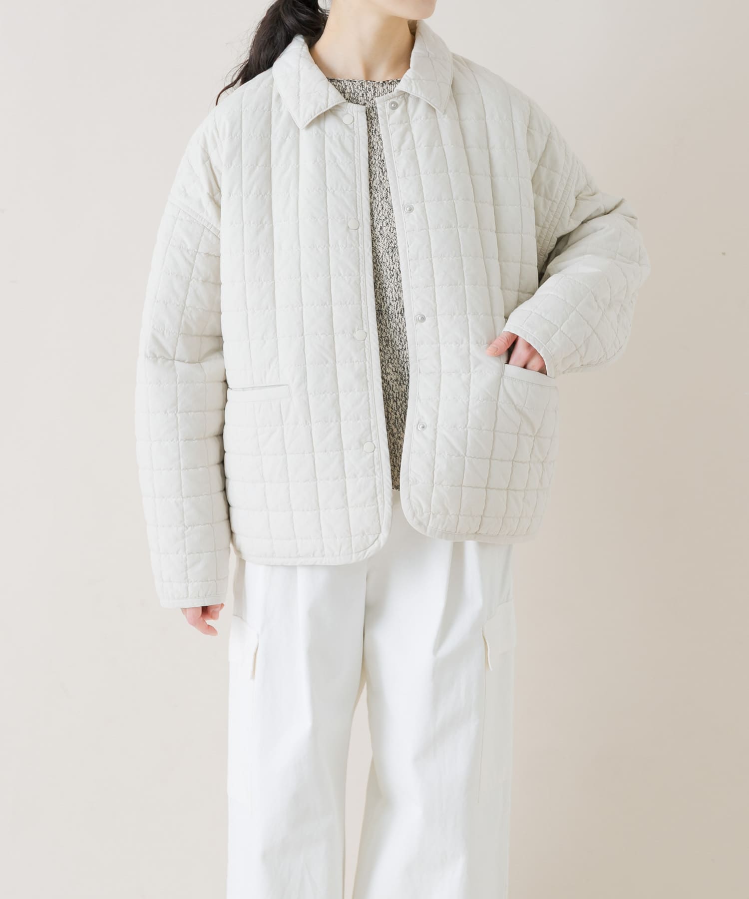 別注』KAPOK KNOT×TGM エアーライトペプラムジャケット(S GREIGE