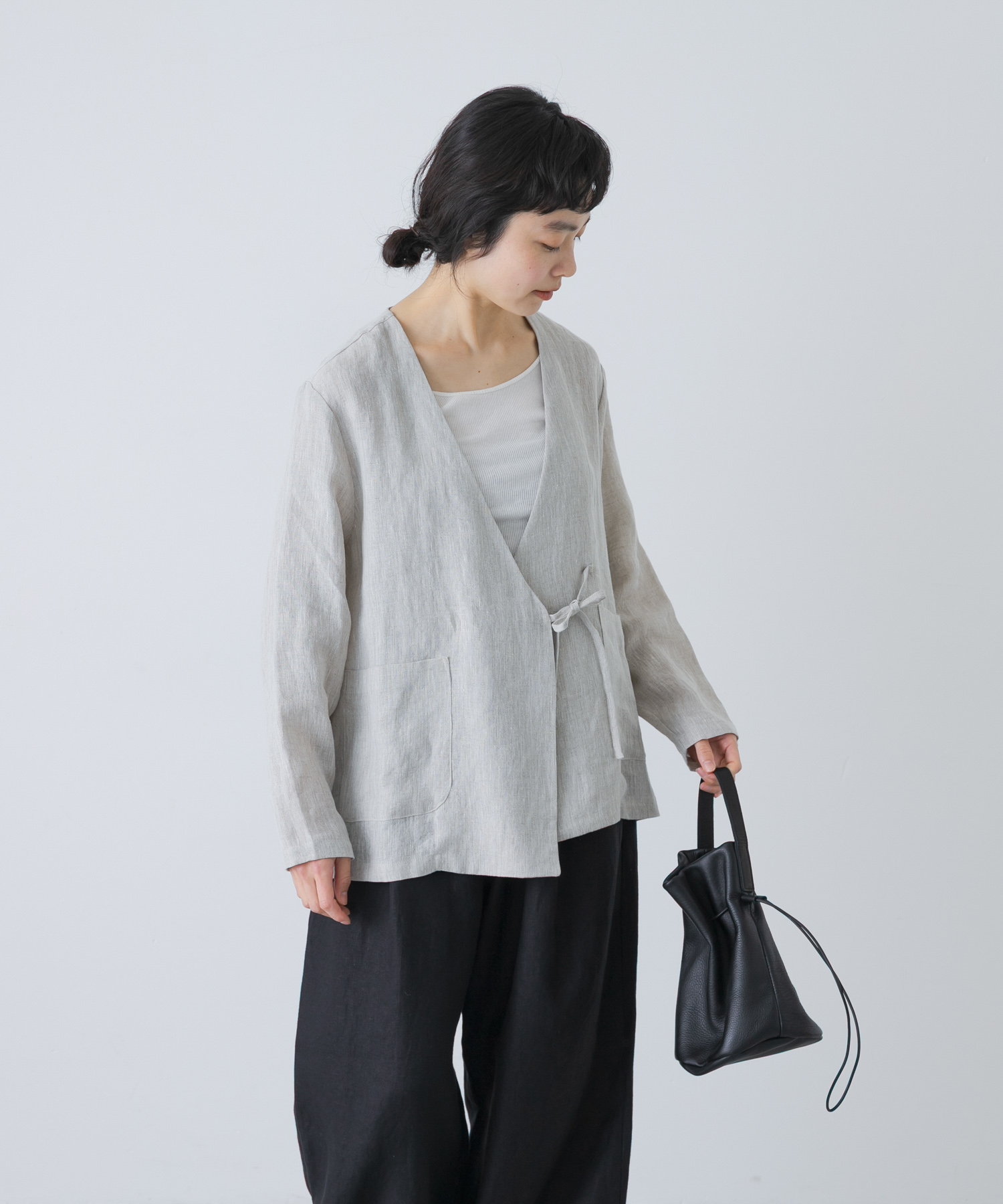リネンカシュクールカーディガンジャケット