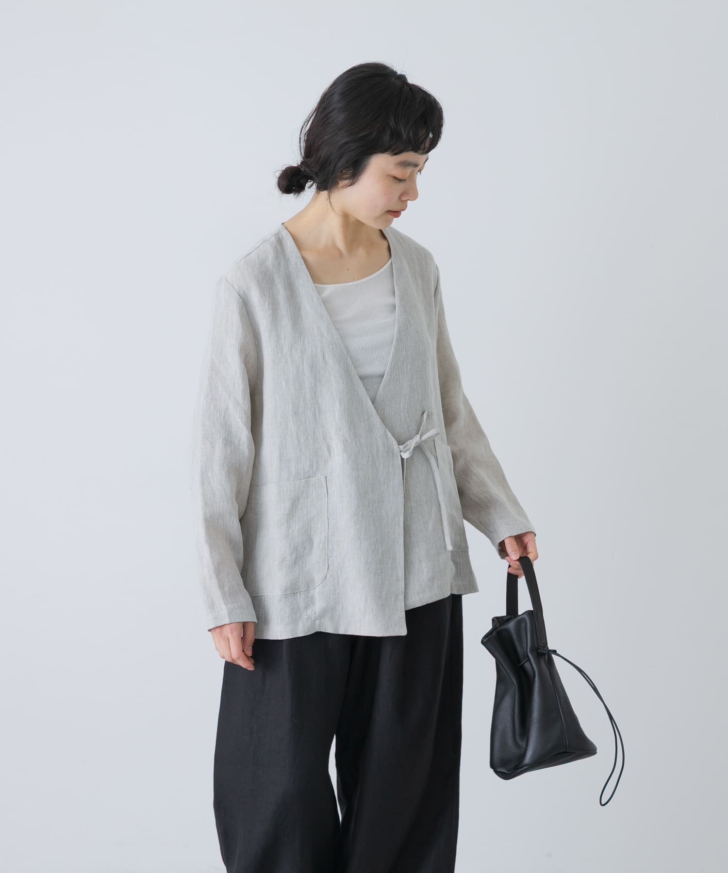 リネンカシュクールカーディガンジャケット