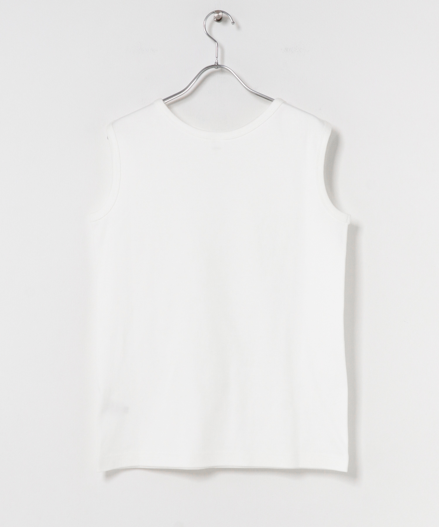コットン丸胴タンクトップ WHITE Free