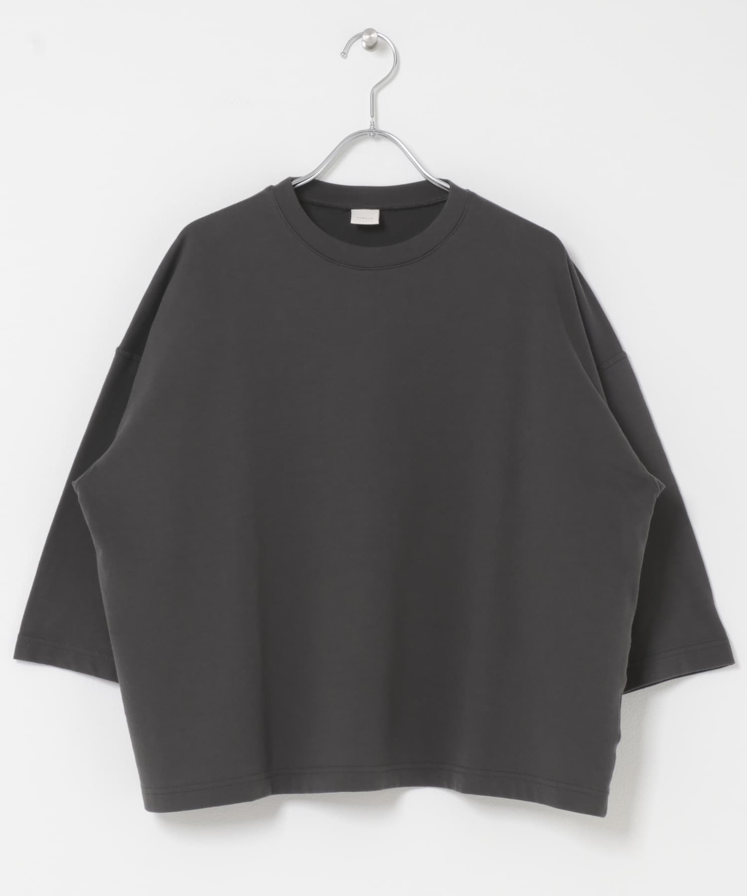 コットンインレー6分袖プルオーバー CHARCOAL Free