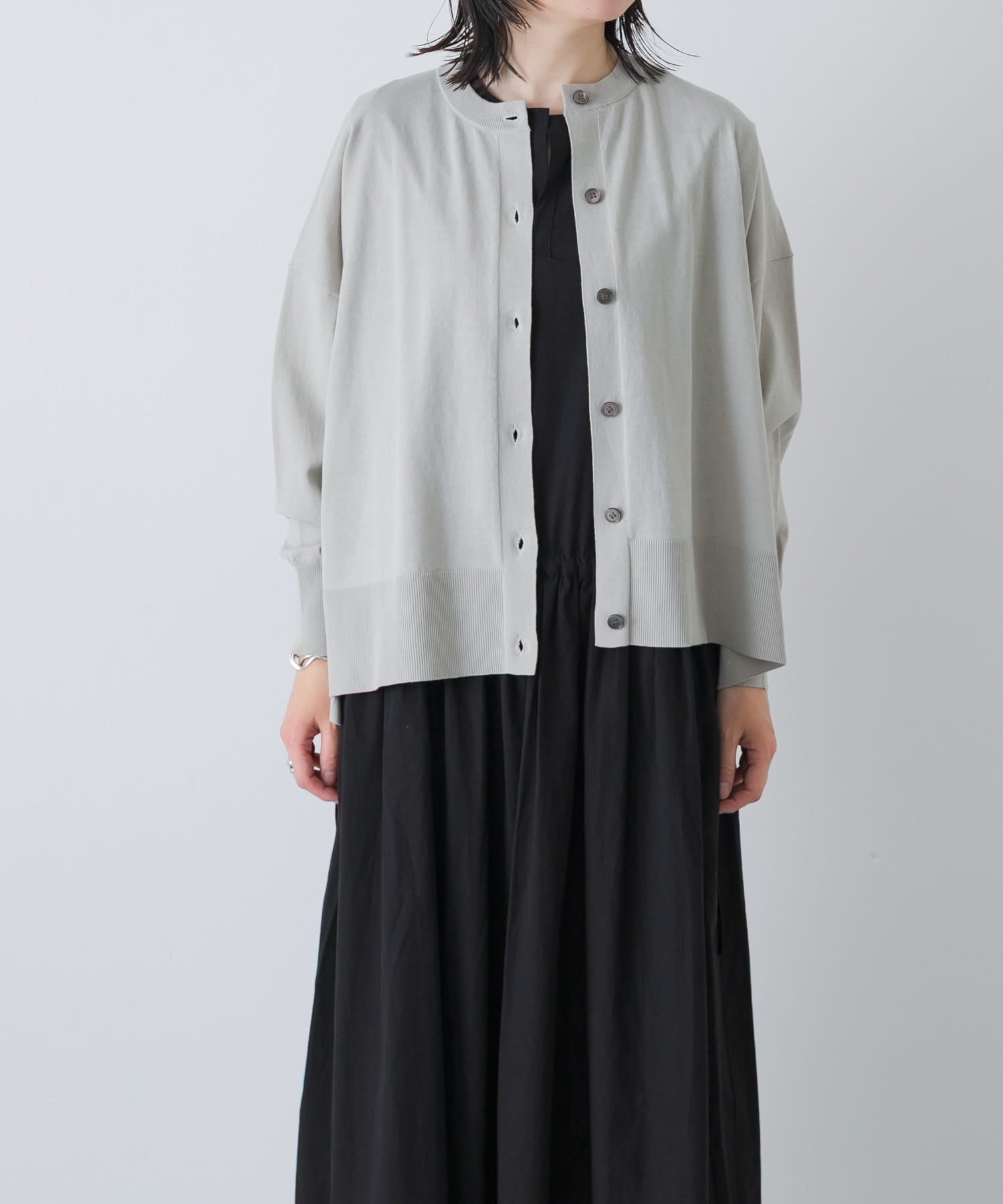 ハイツイストコットンワイドカーディガン