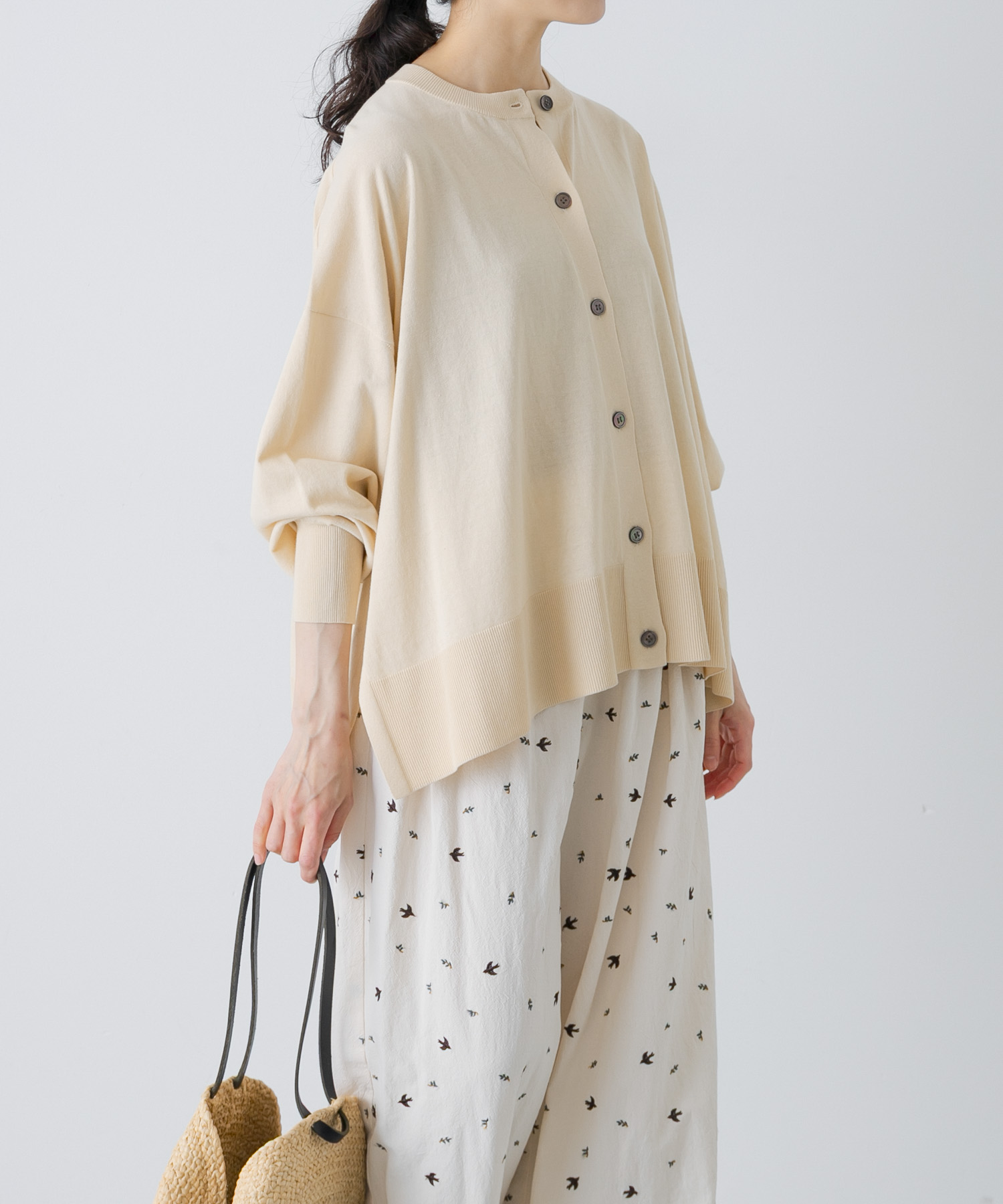 ハイツイストコットンワイドカーディガン