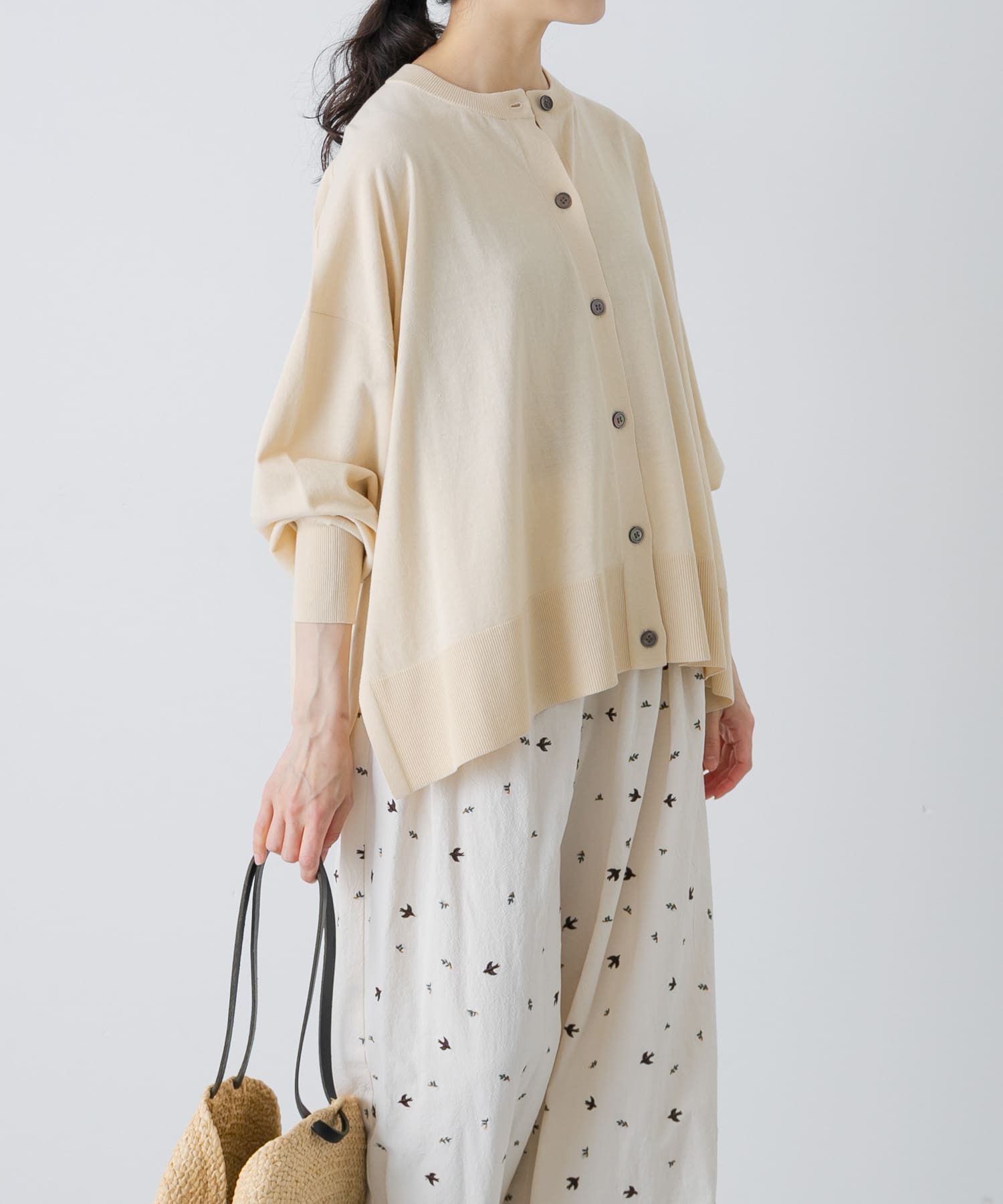 ハイツイストコットンワイドカーディガン