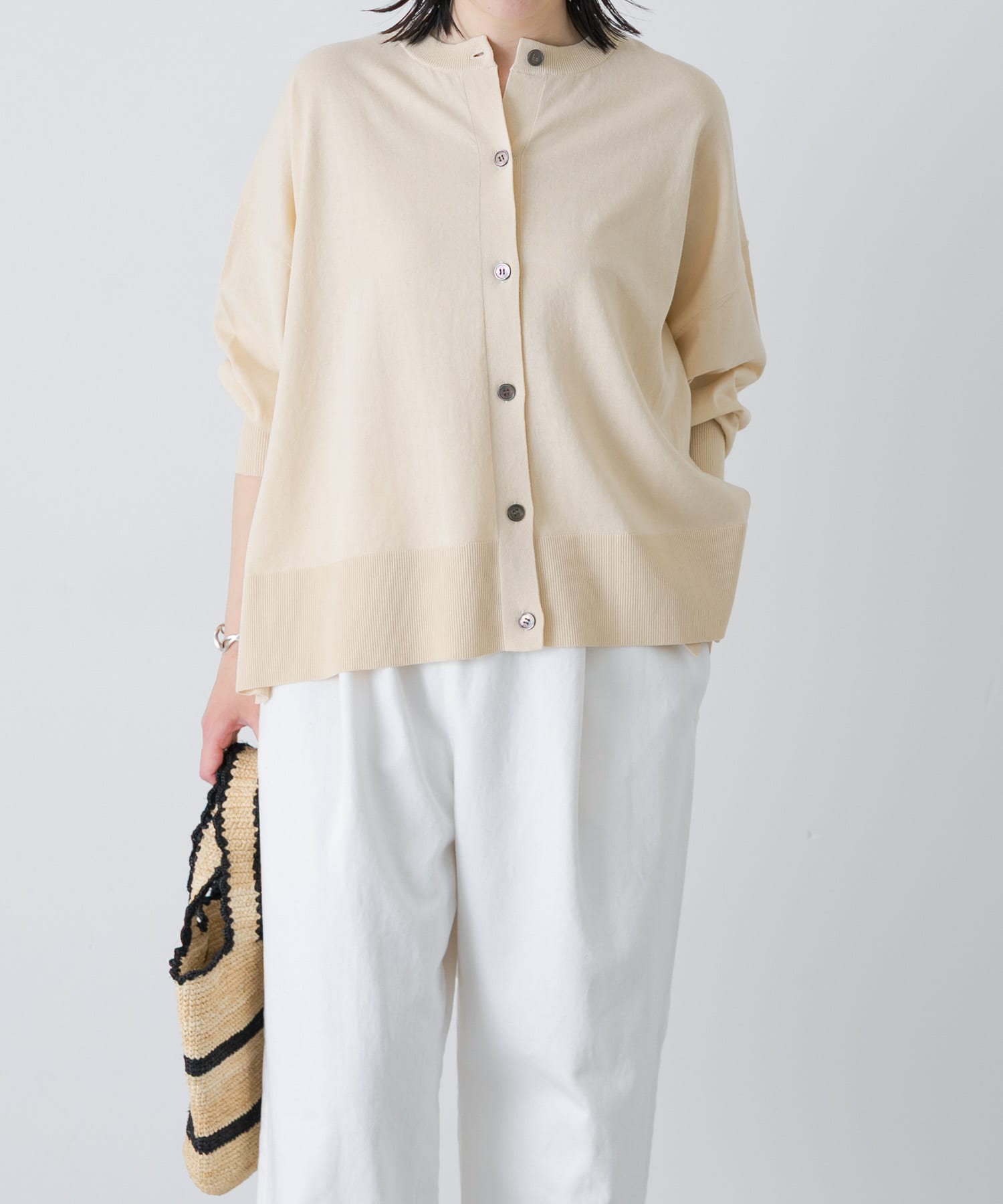 ハイツイストコットンワイドカーディガン