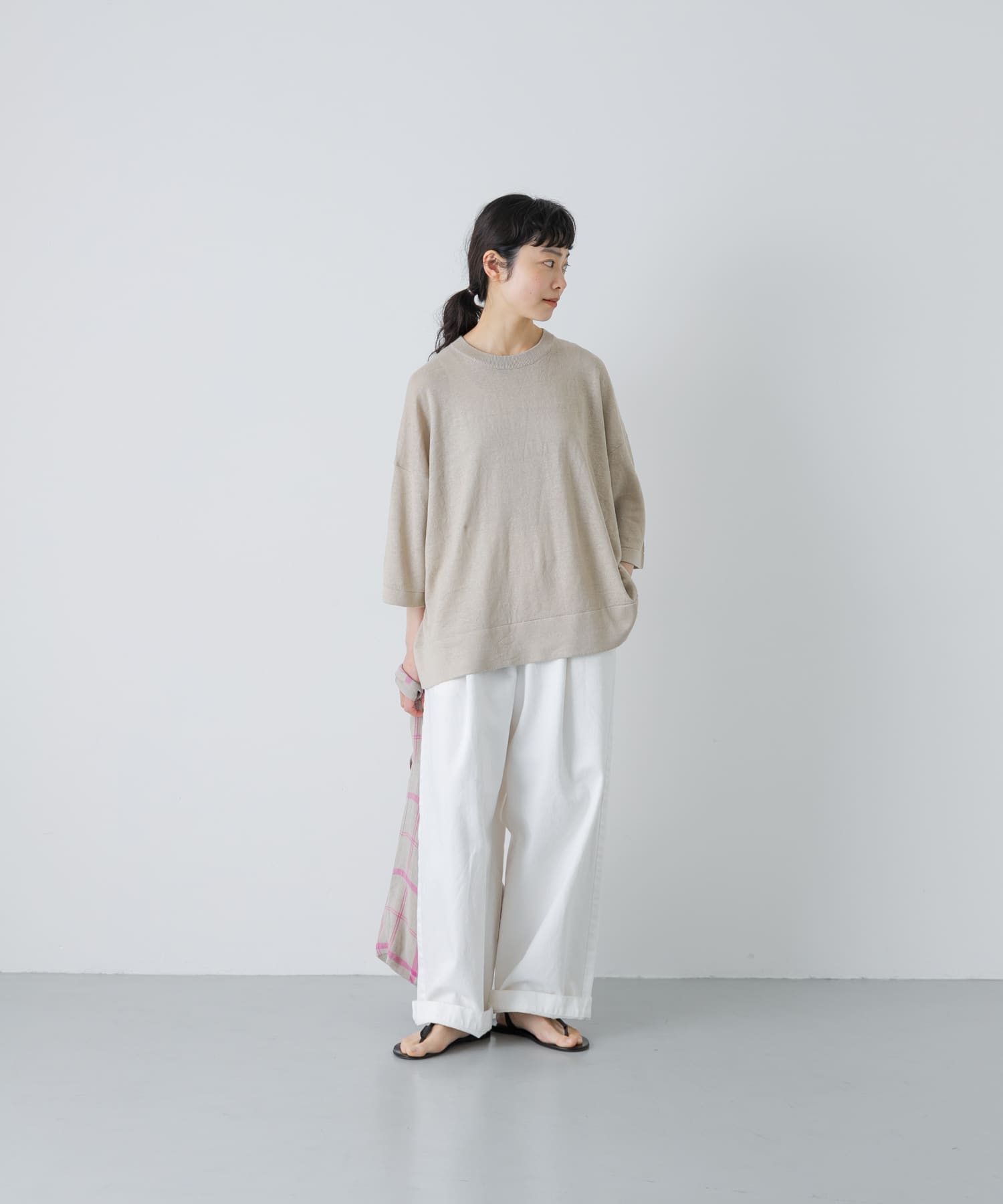 リネン半袖クルーネックニット(Free NATURAL): トップス｜URBAN