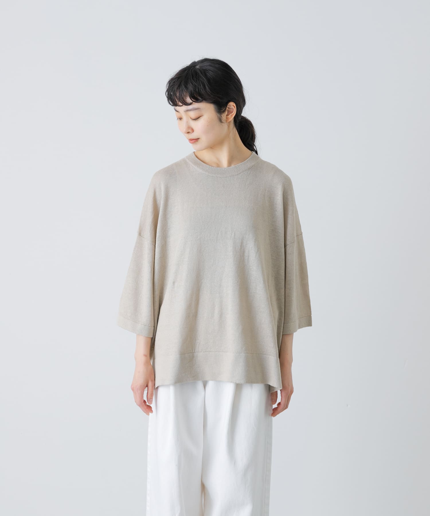 リネン半袖クルーネックニット(Free NATURAL): トップス｜URBAN