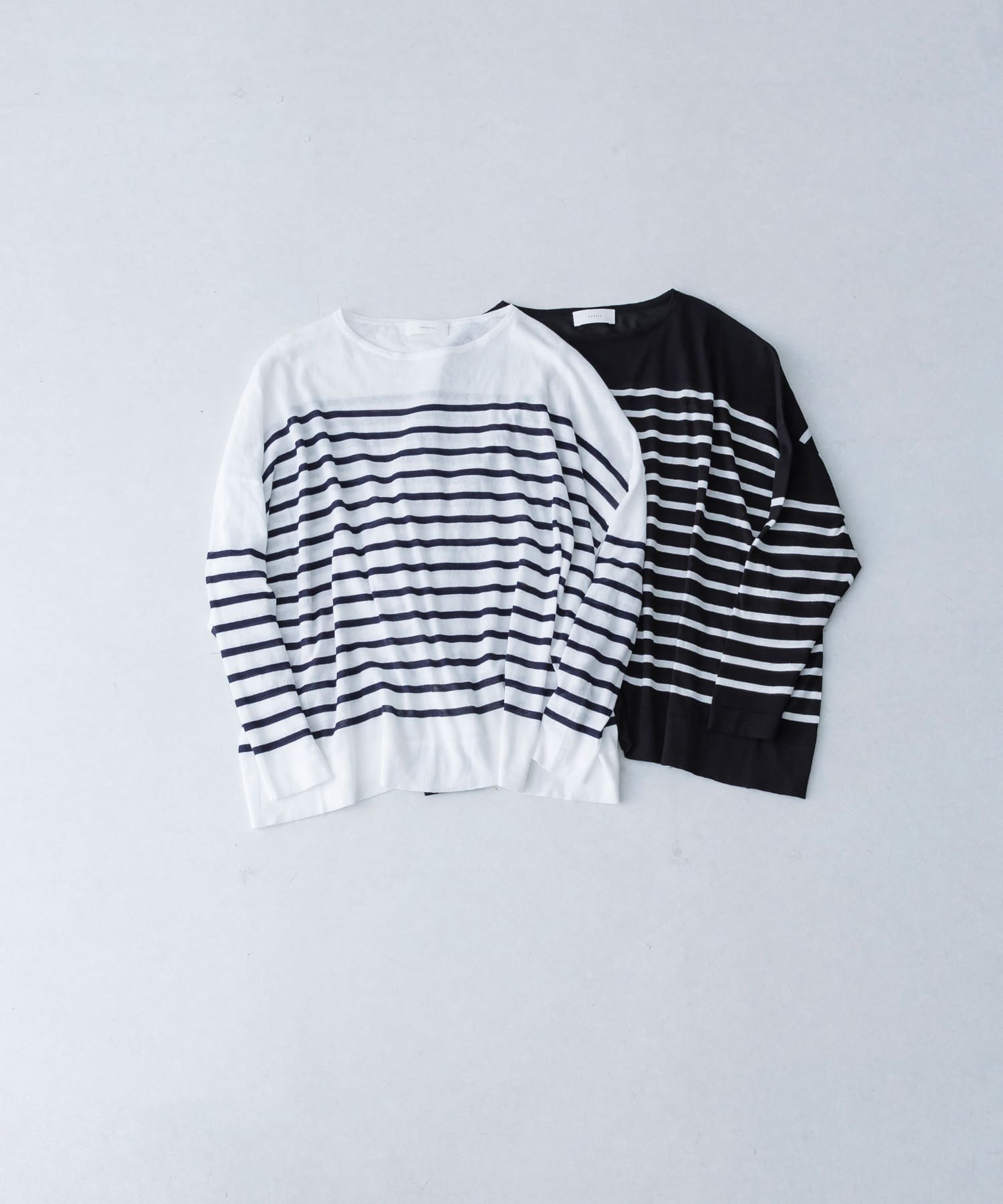 シアーコットンボーダーボートネック OFF×NAVY Free
