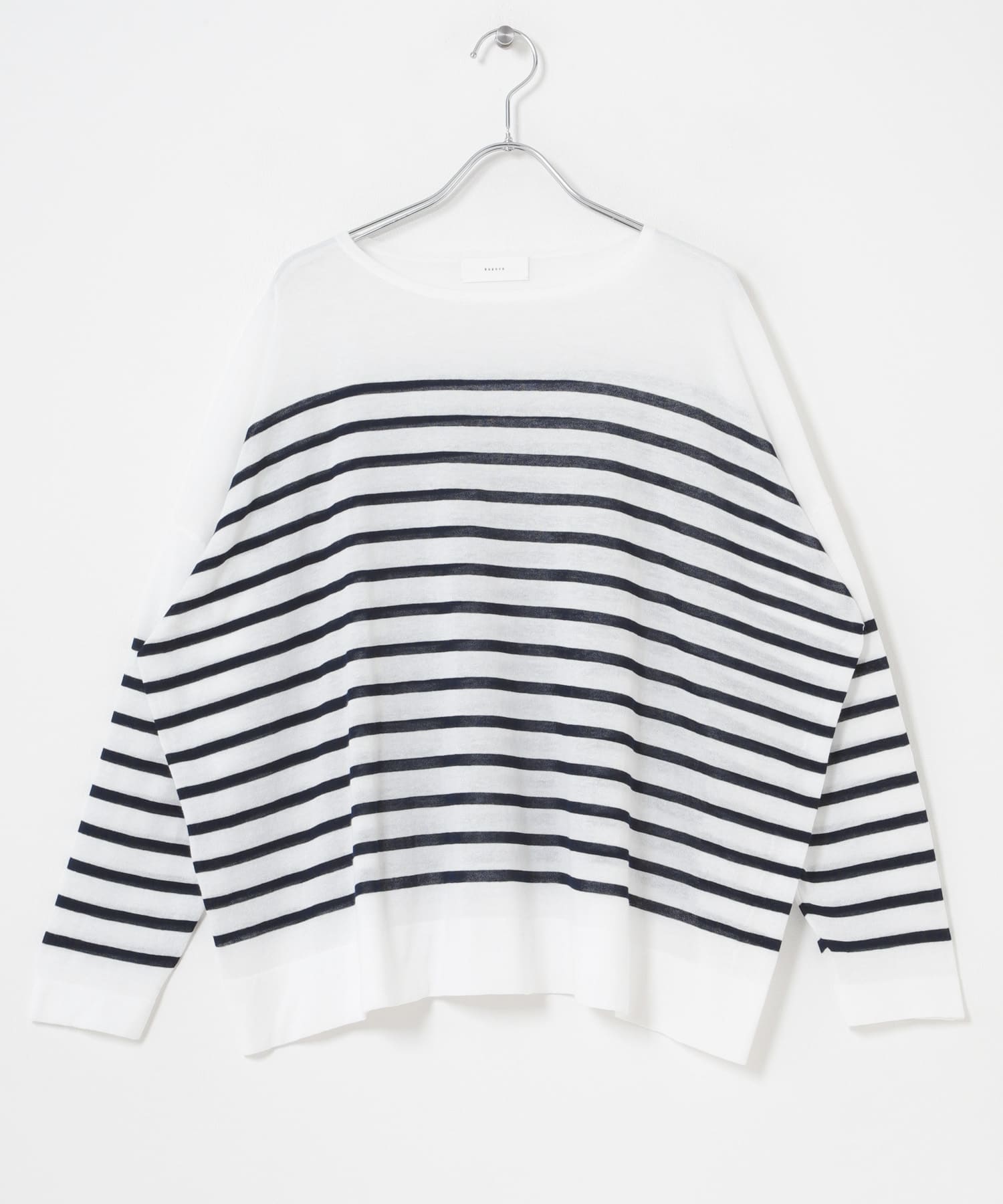 シアーコットンボーダーボートネック OFF×NAVY Free
