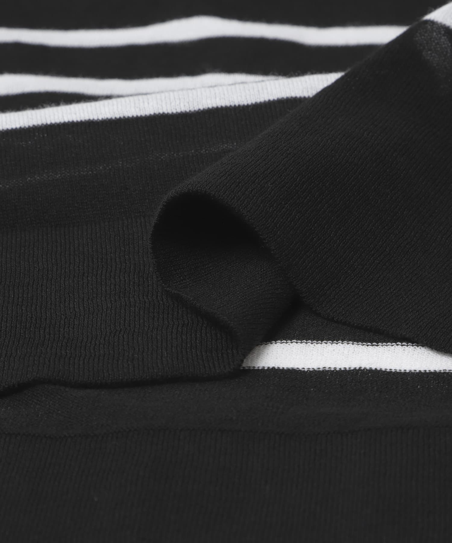 シアーコットンボーダーボートネック BLACK×OFF Free