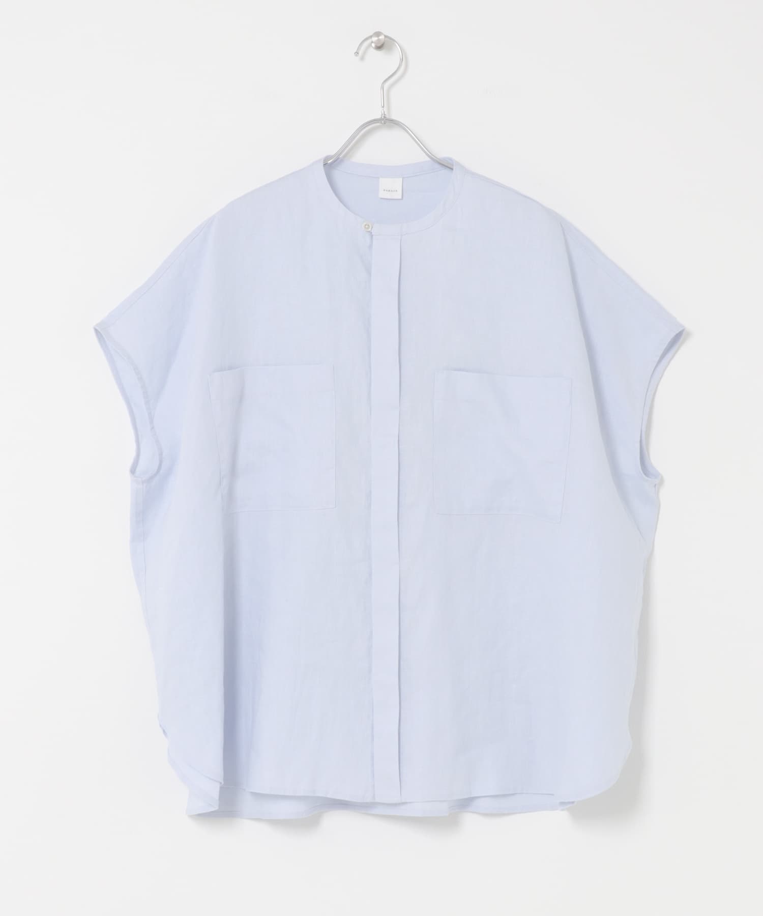リネンWポケットフレンチシャツ LIGHT BLUE Free