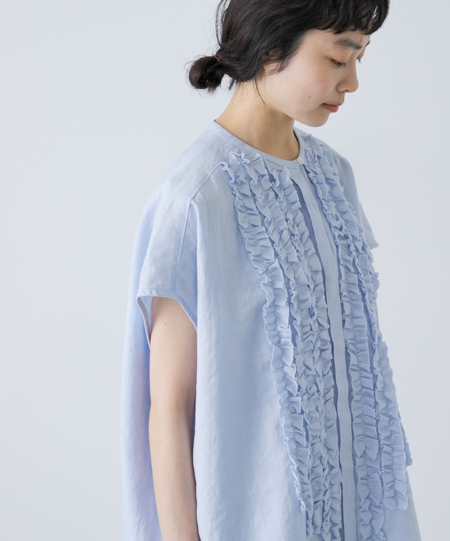 リネンフリルフレンチシャツ(Free LIGHT BLUE): トップス｜URBAN