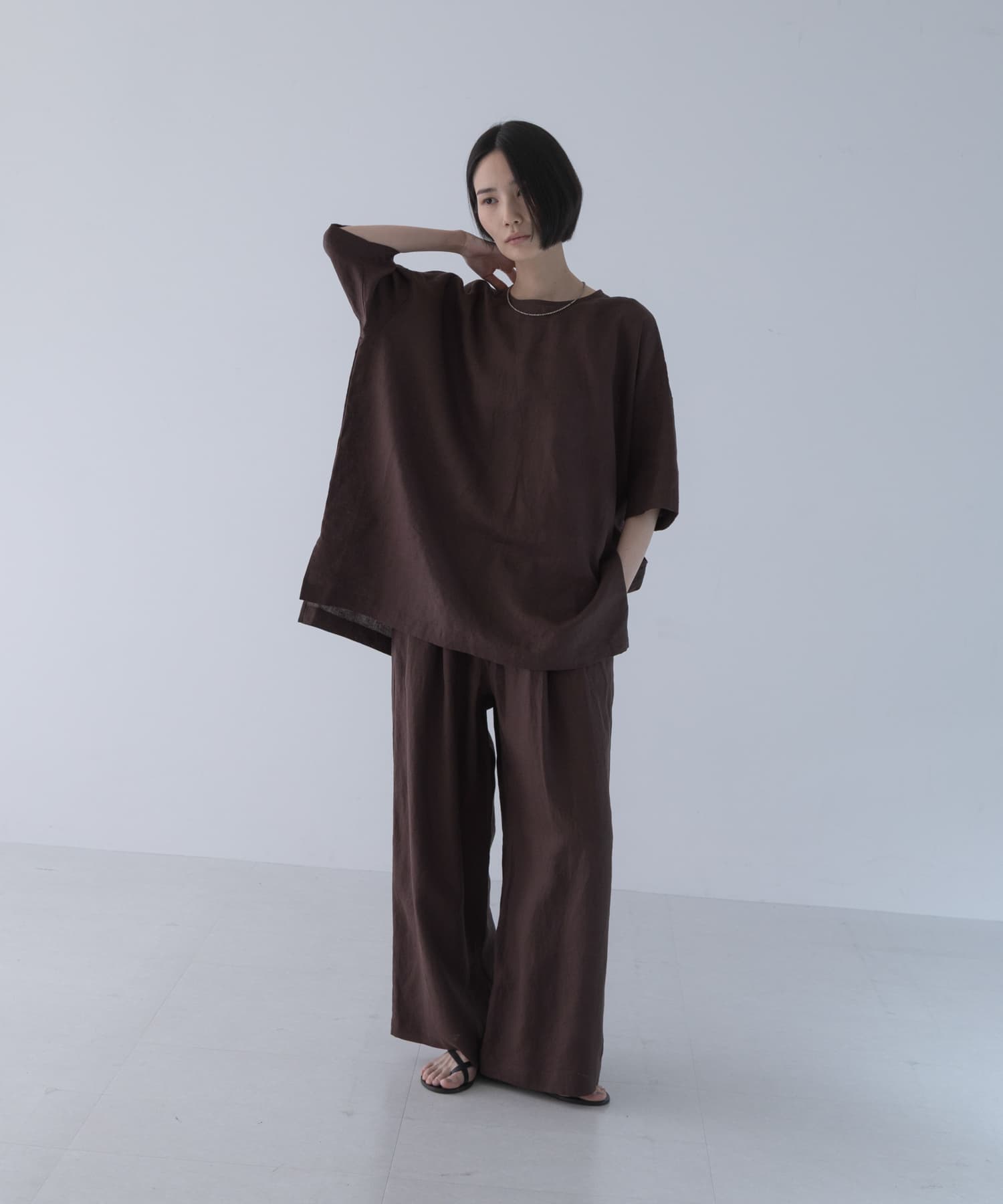 リネンワイドプルオーバーシャツ