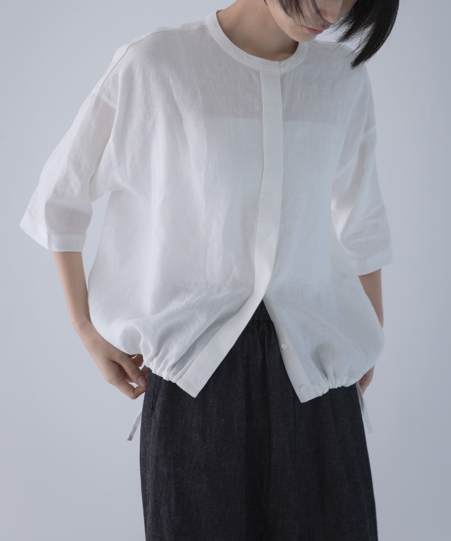 リネンハーフスリーブシャツ