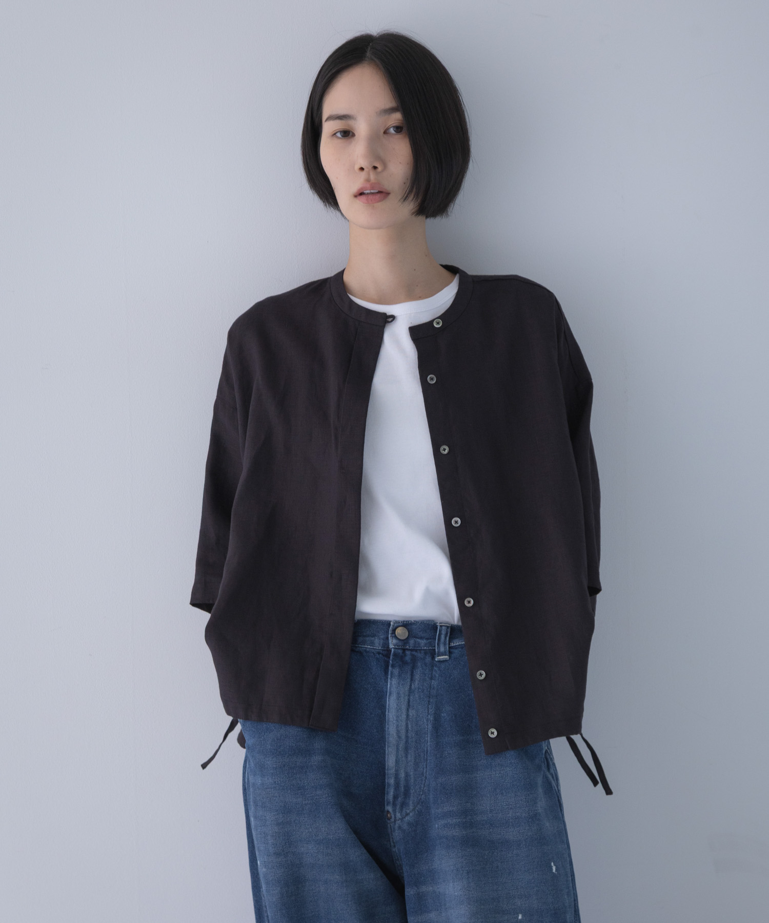 リネンハーフスリーブシャツ