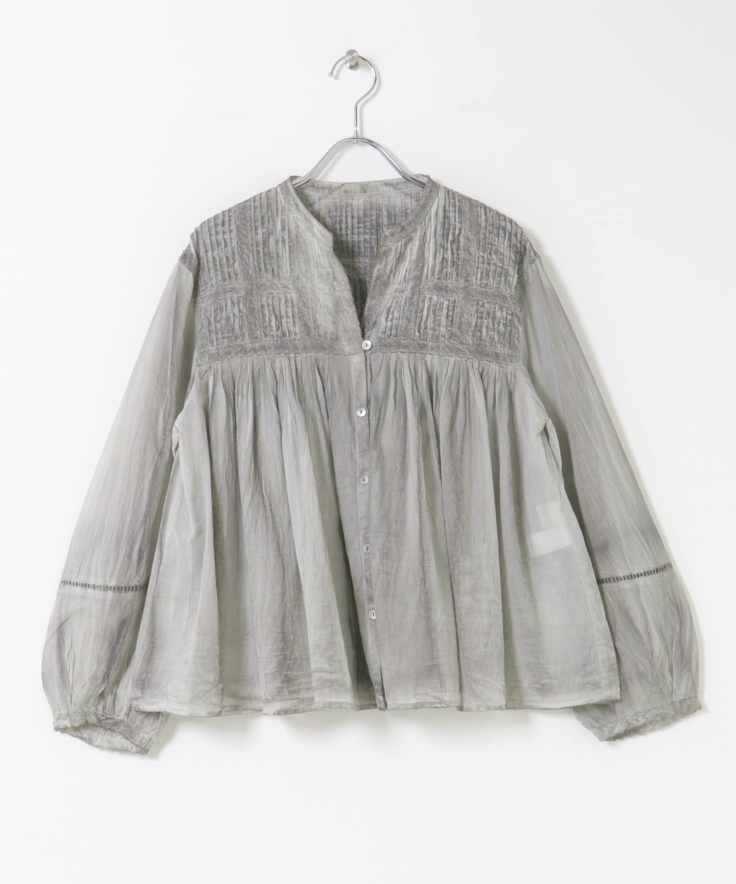 ピグメントダイピンタックブラウス GRAY Free