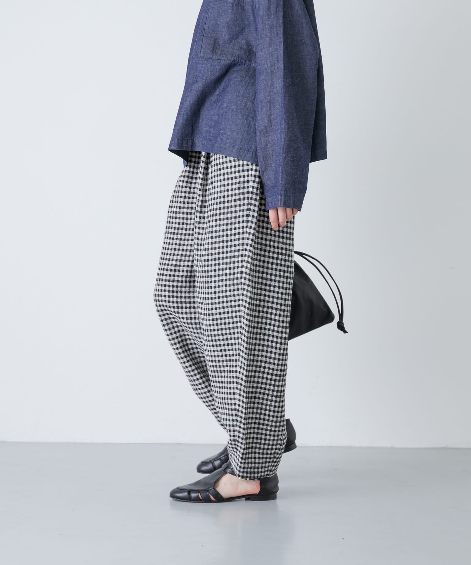 クロップドチェックパンツ