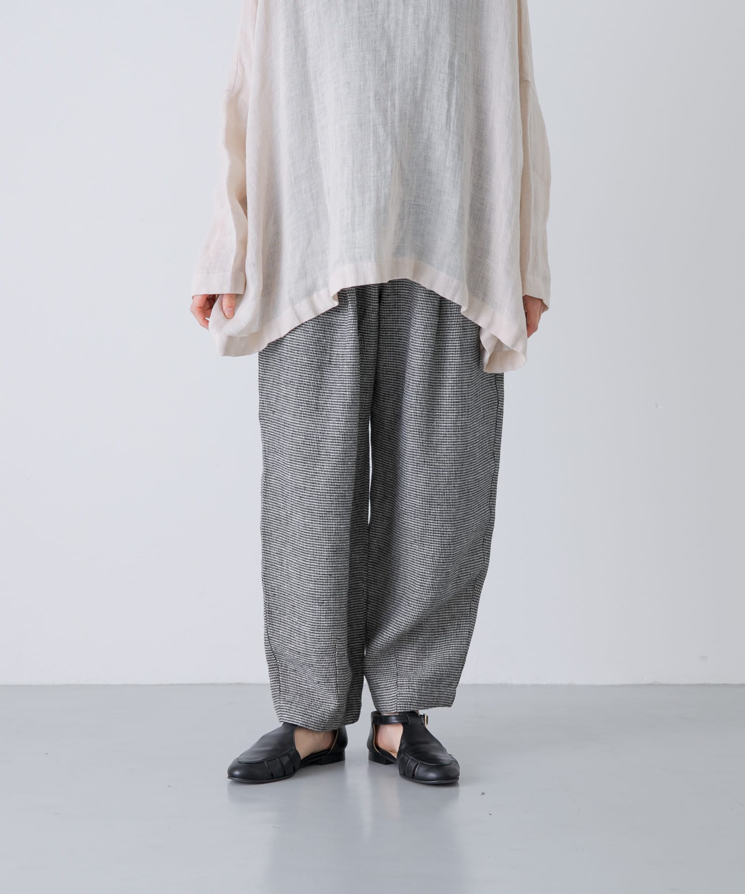 クロップドチェックパンツ