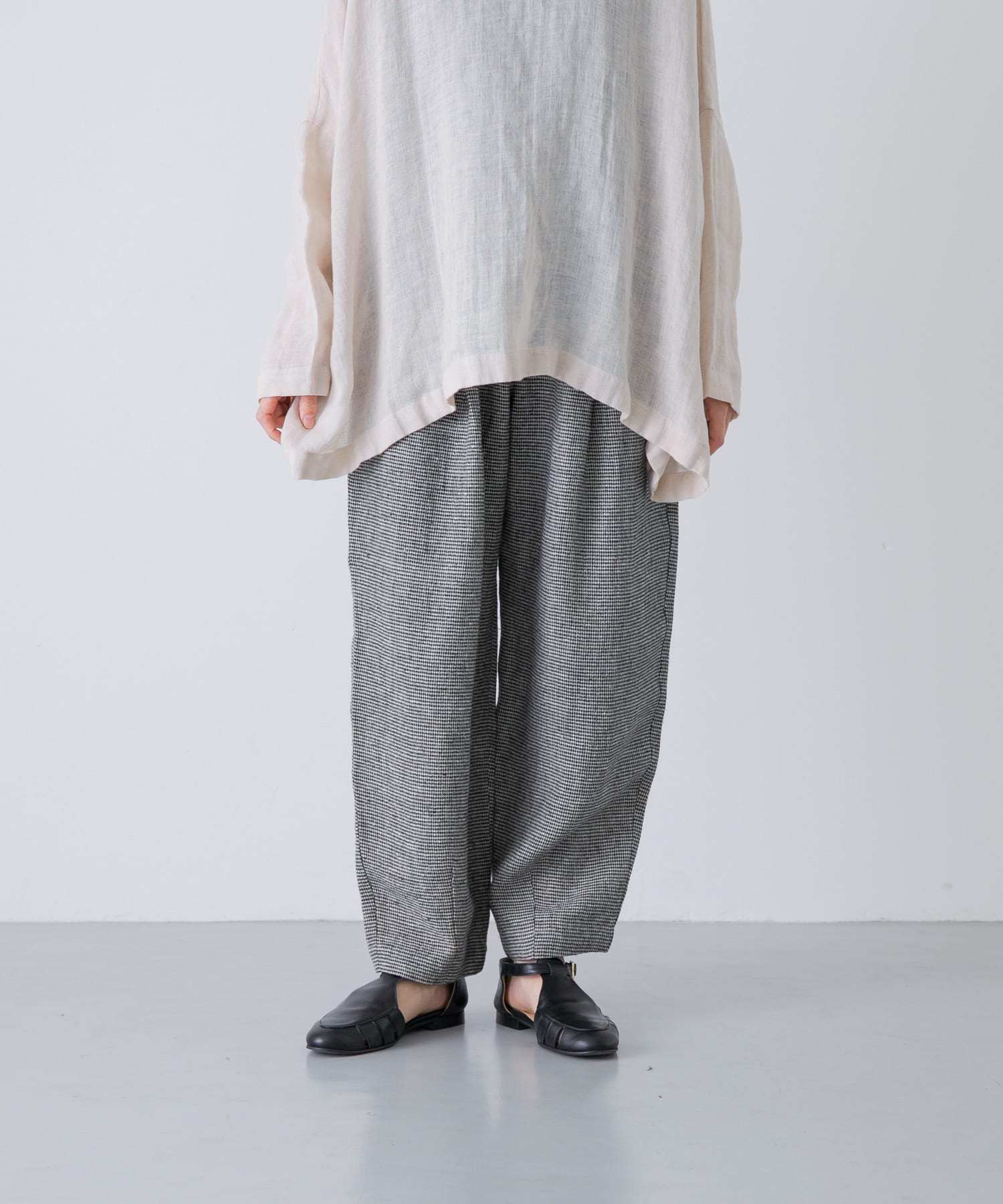 クロップドチェックパンツ