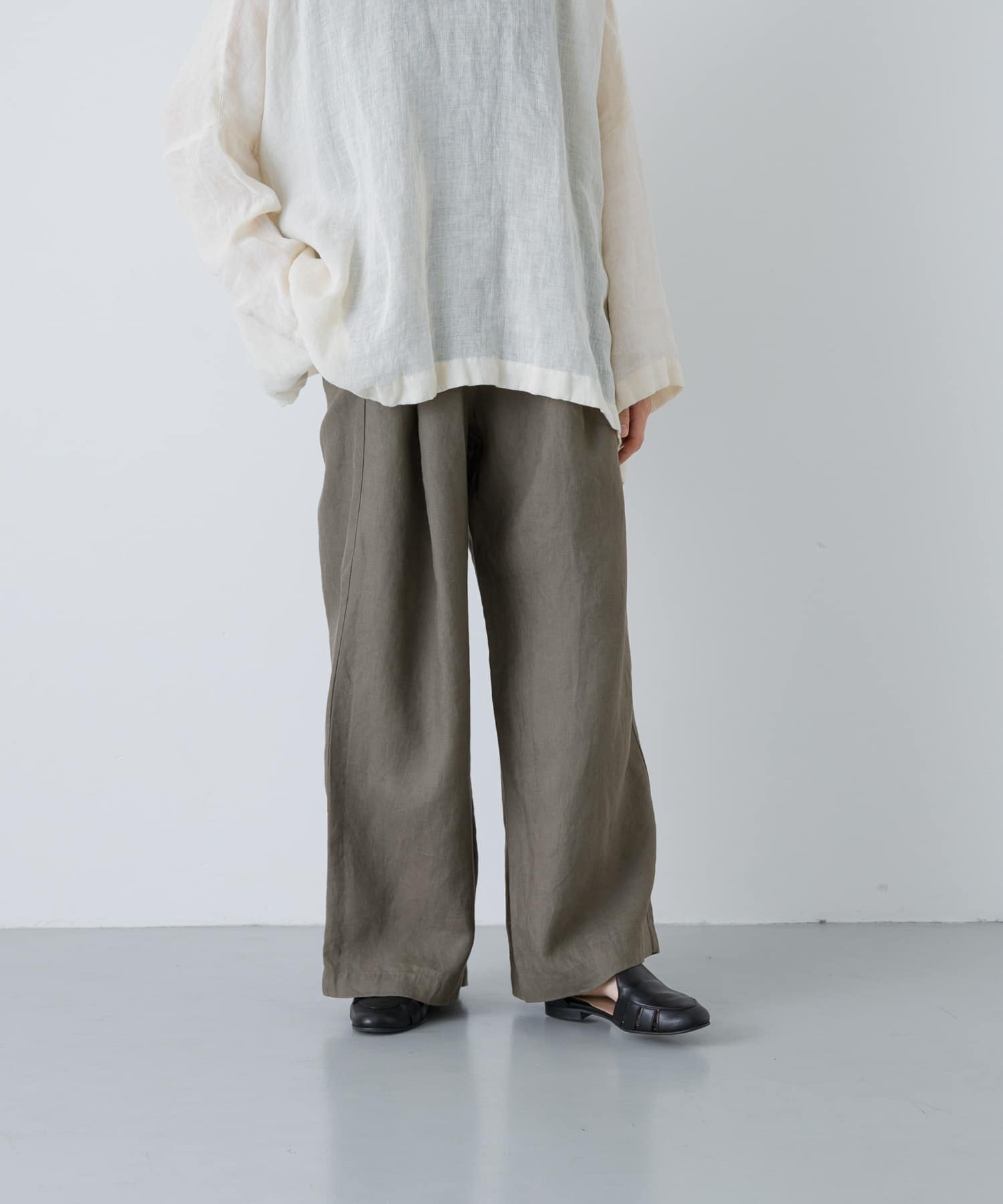 リネンストレートイージーパンツ