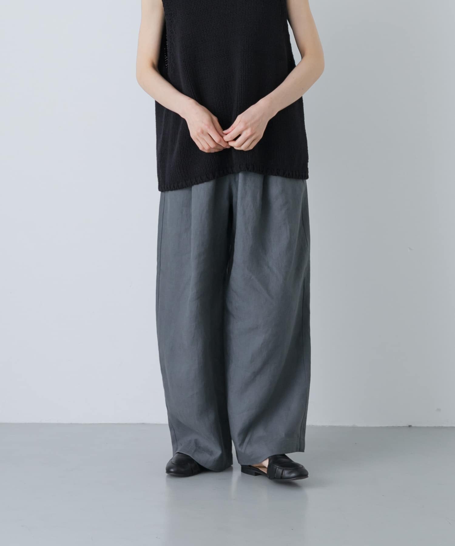 リネンストレートイージーパンツ