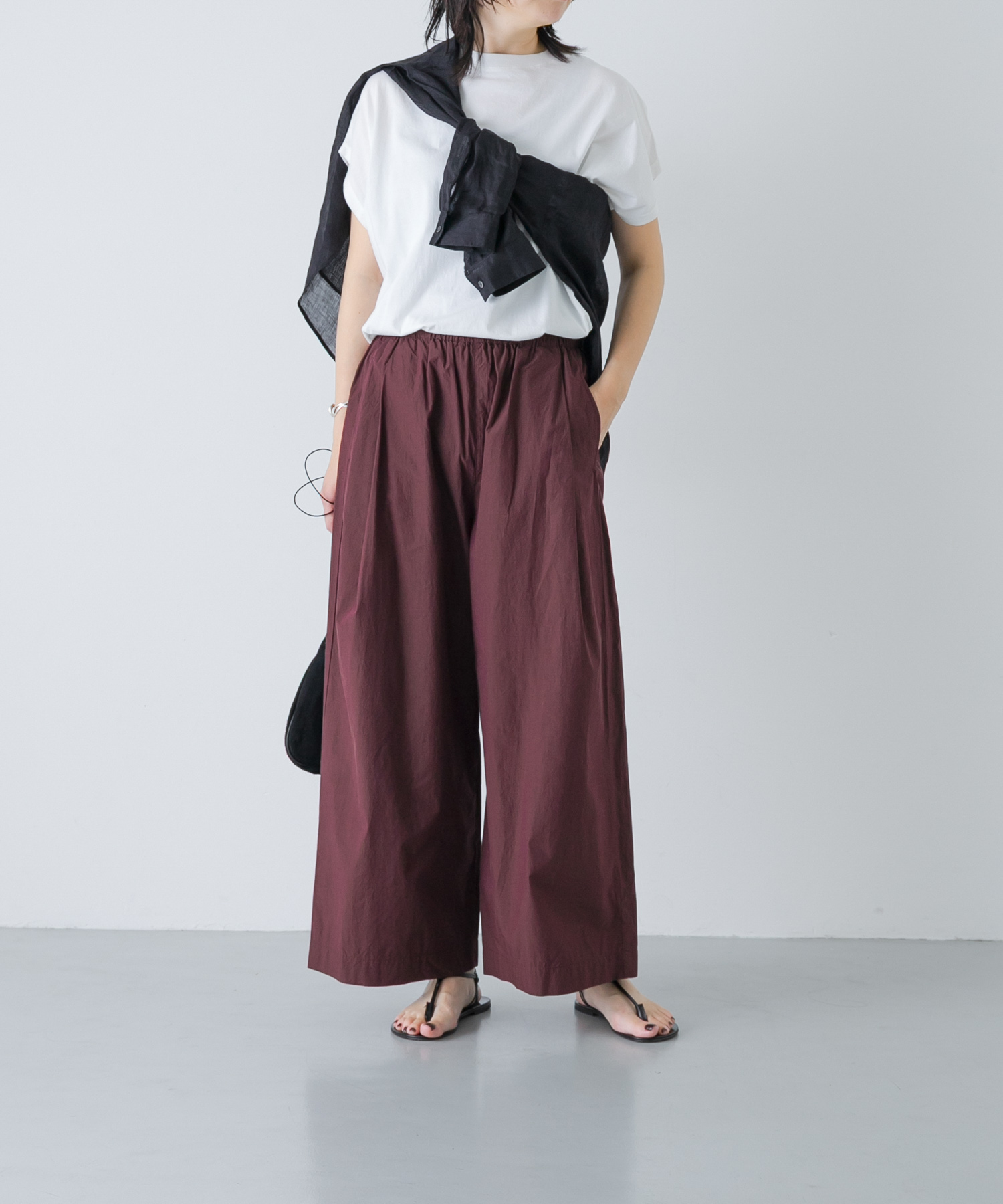コットンサイドタックワイドパンツ(Free BROWN): ボトム｜URBAN