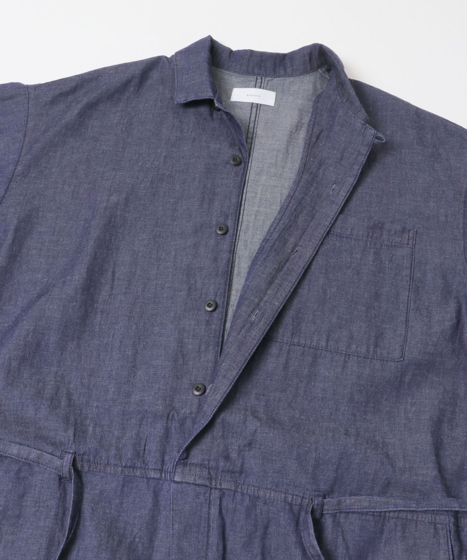 綿麻デニムハーフスリーブオールインワン INDIGO Free