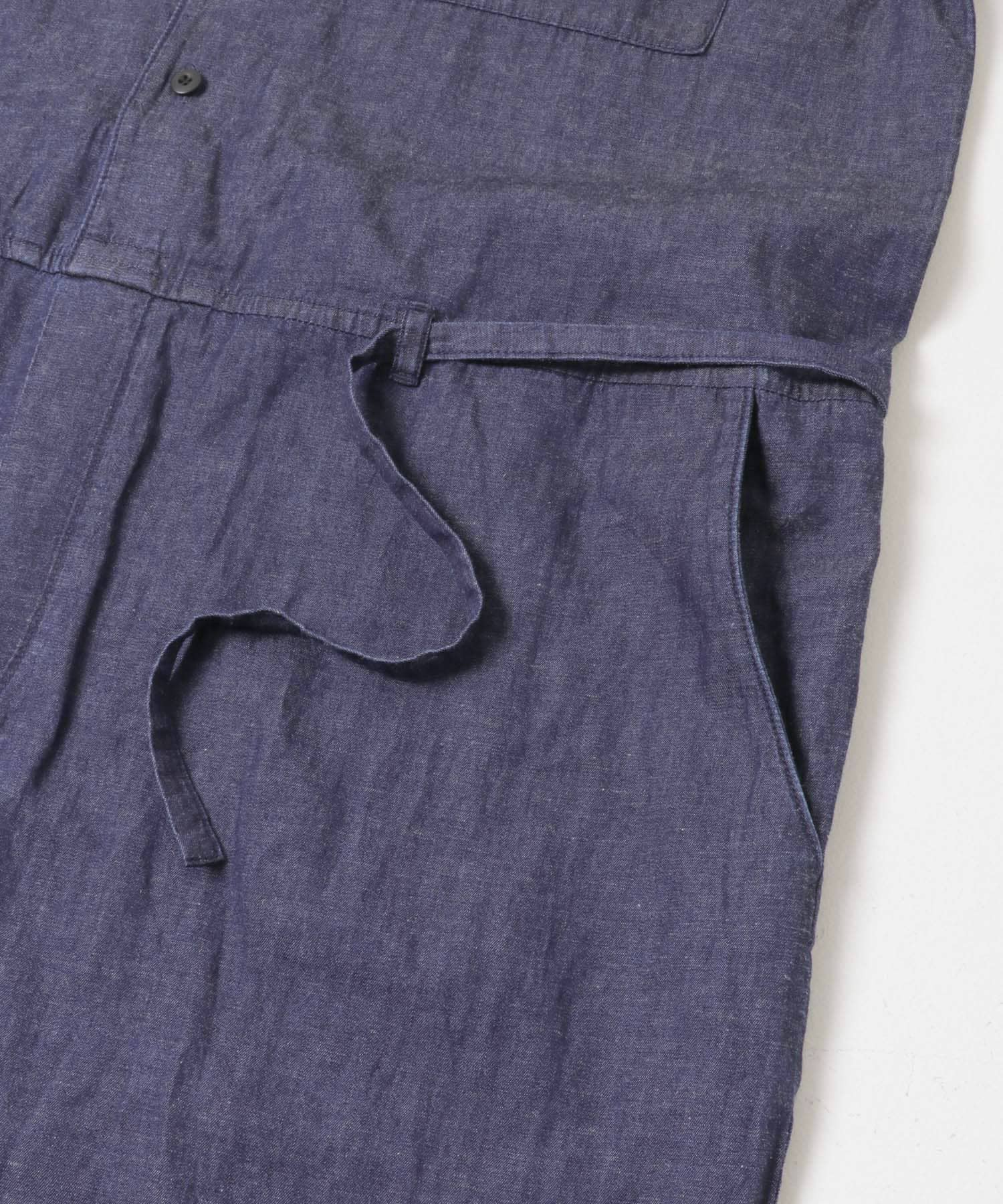 綿麻デニムハーフスリーブオールインワン INDIGO Free