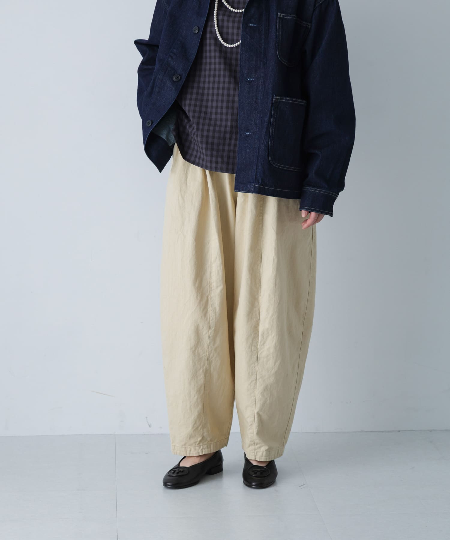 コットンリネンボリュームパンツ