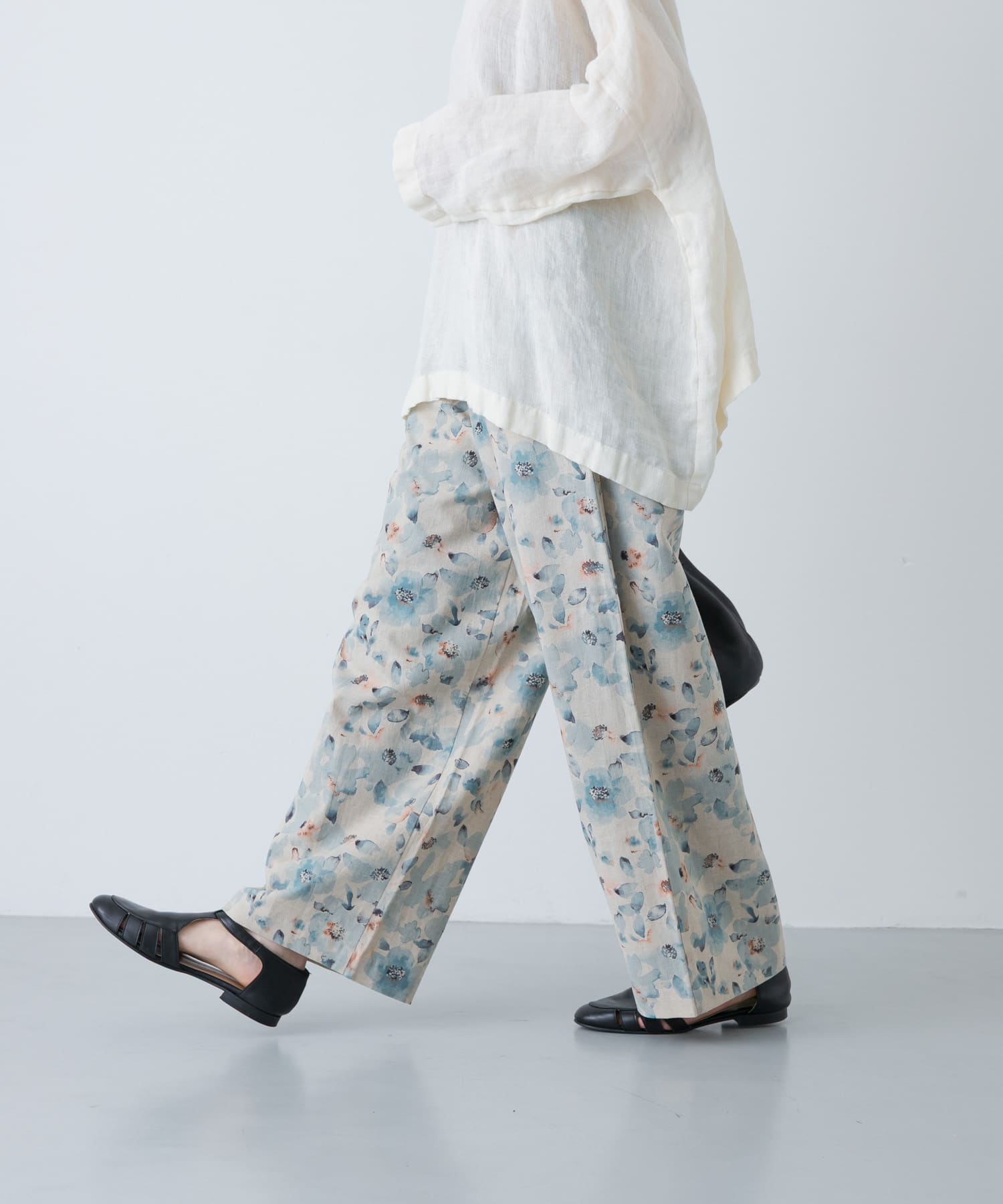 コットンリネンプリントイージーパンツ