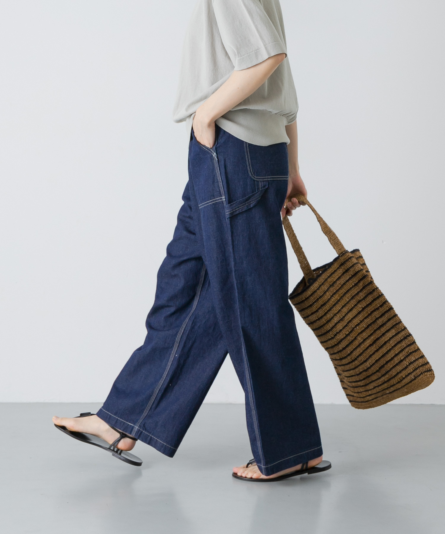 コットンリネンデニムペインターパンツ