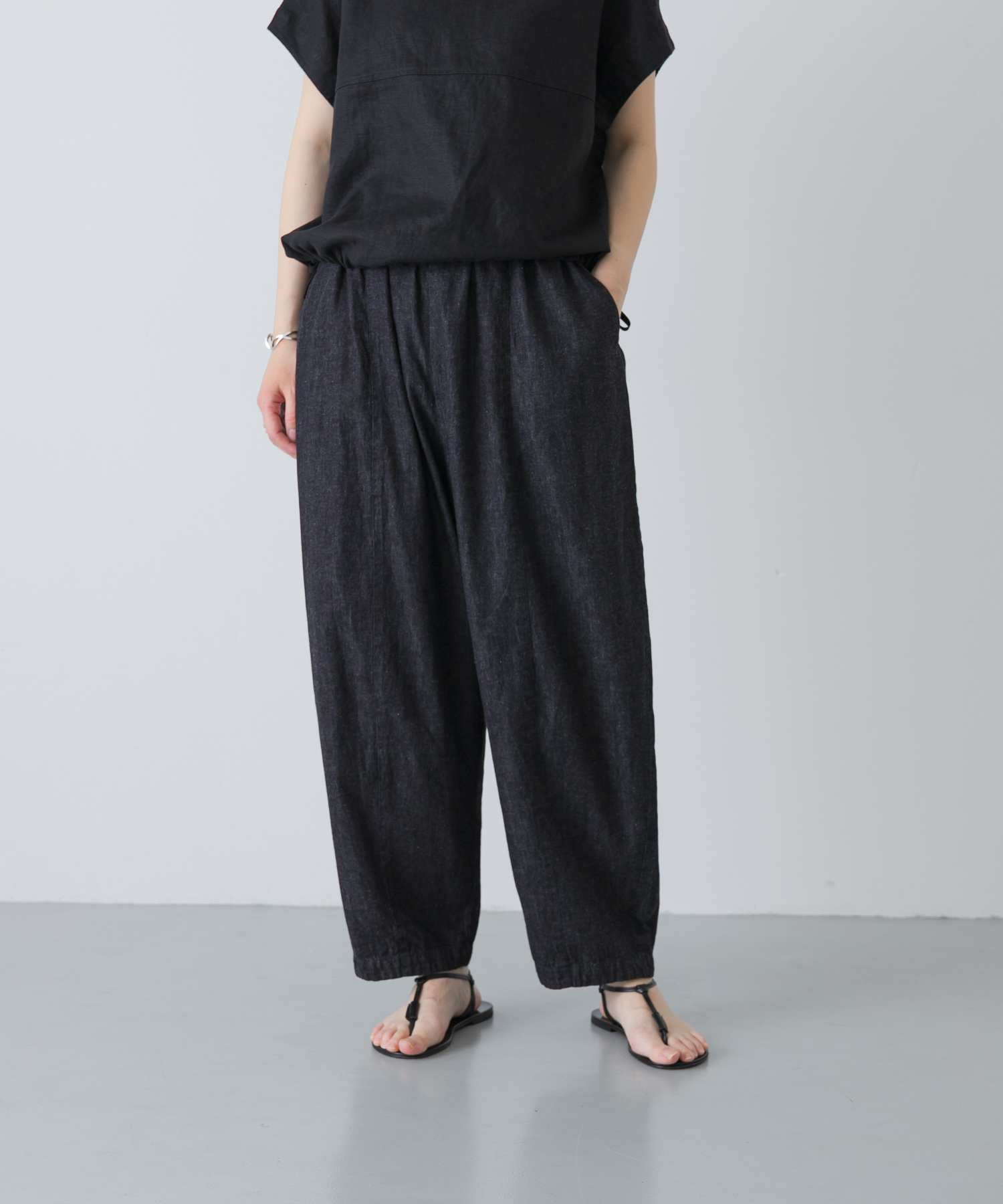 綿麻デニムボリュームパンツ