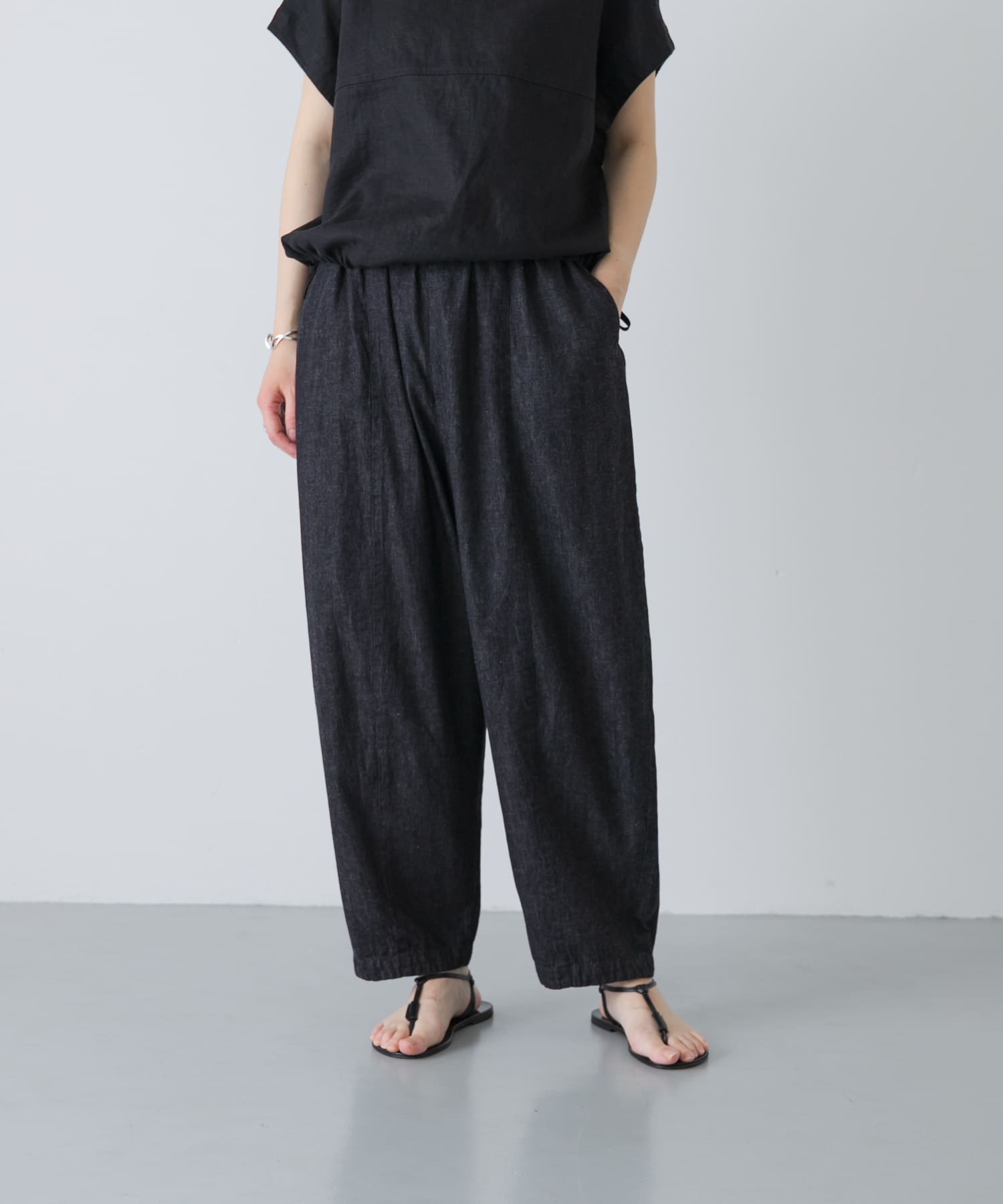 綿麻デニムボリュームパンツ
