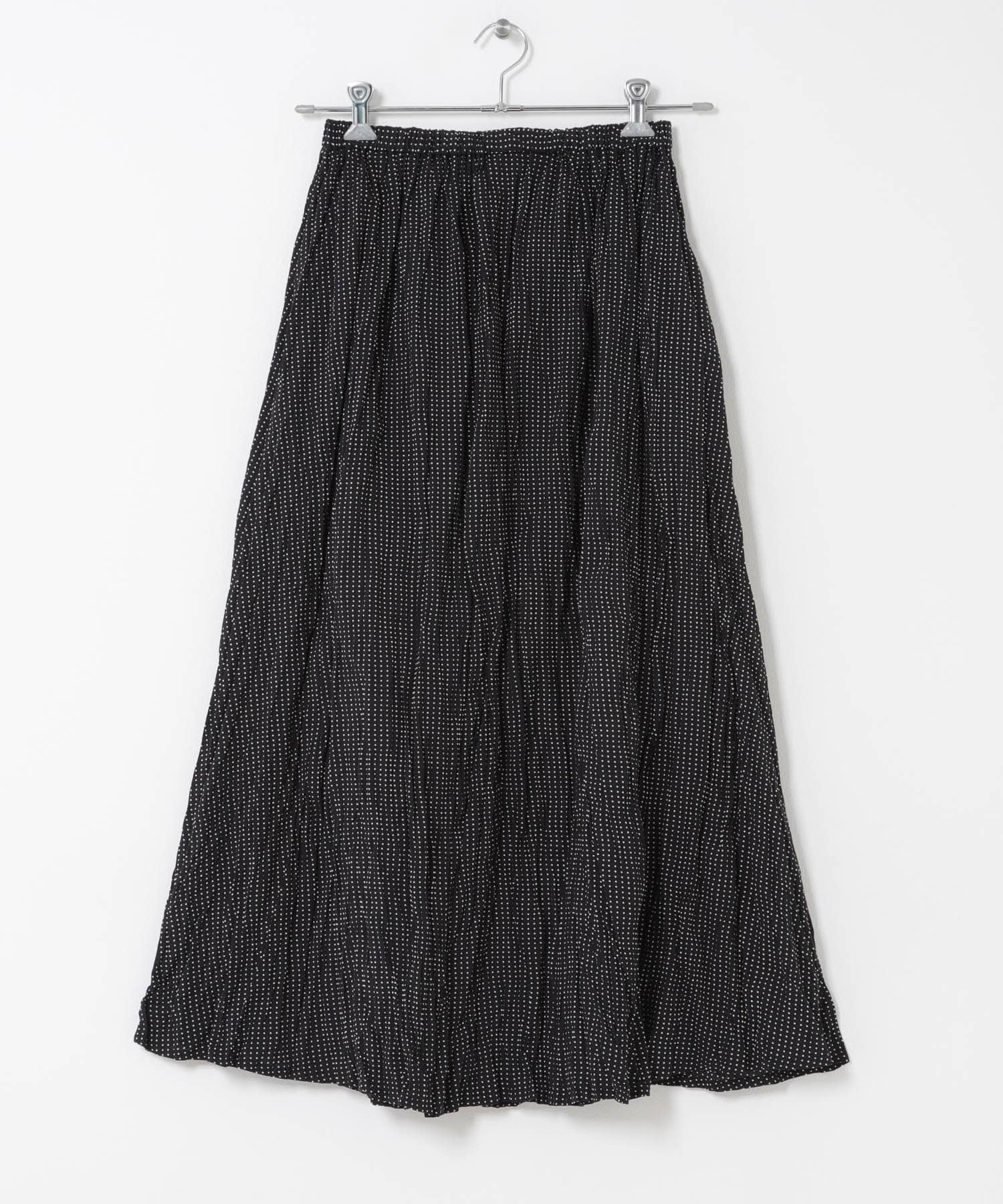 コットンドットプリントギャザースカート BLACK Free