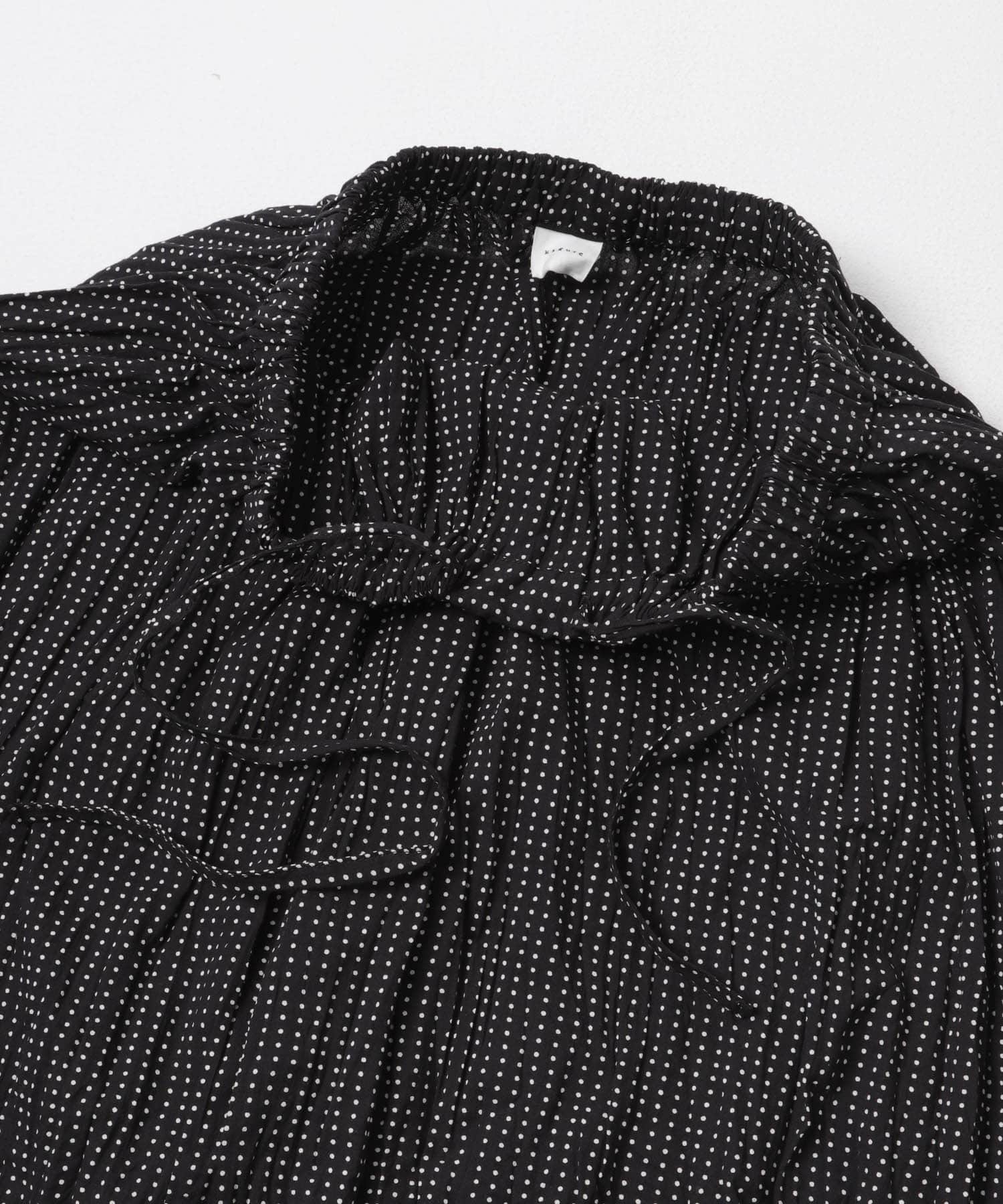 コットンドットプリントギャザースカート BLACK Free