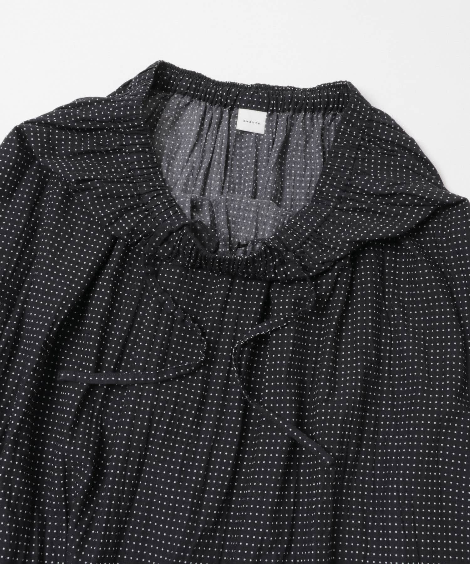 コットンドットプリントギャザースカート BLACK Free
