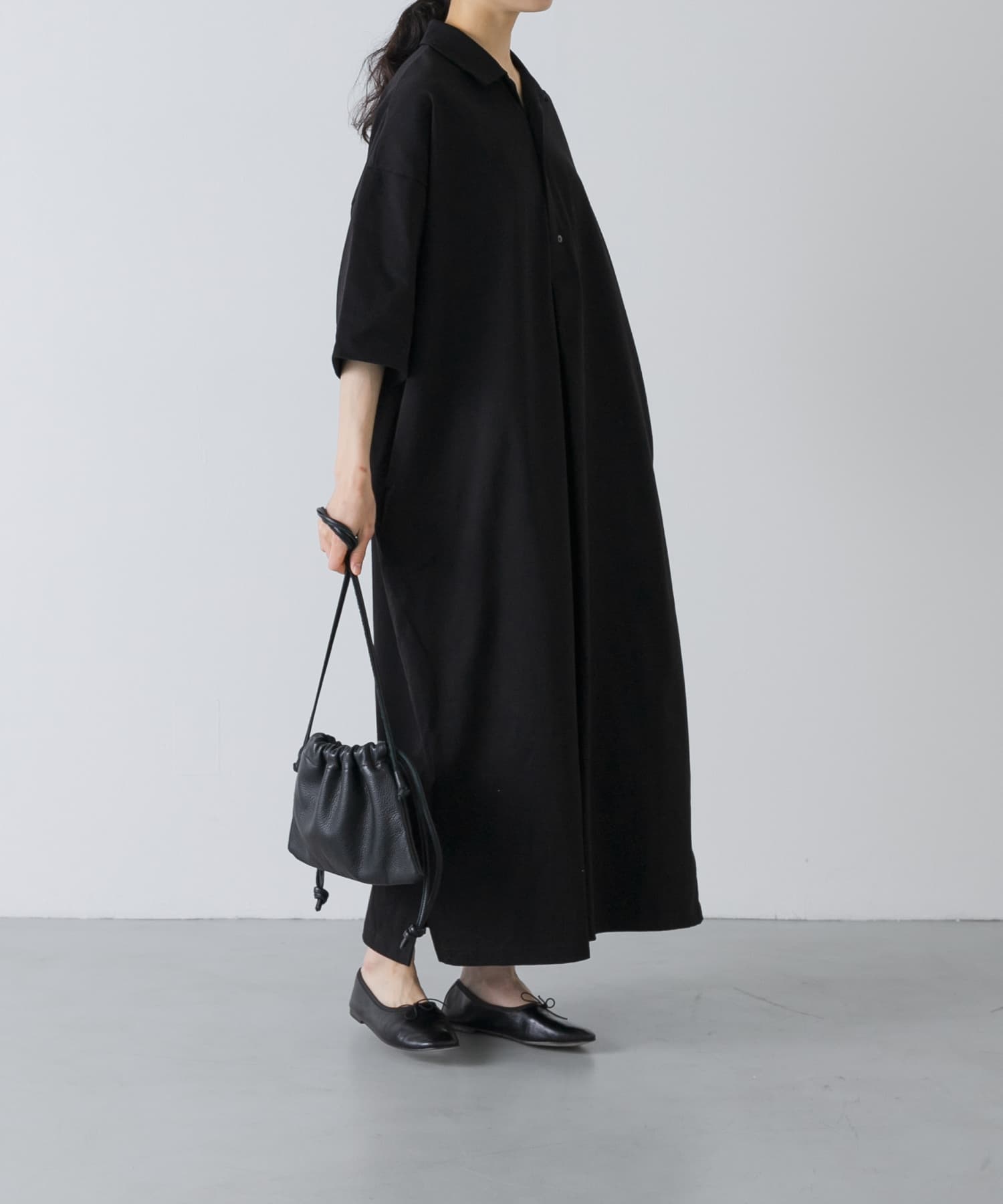 『2サイズ展開』オープンカラーカットワンピース