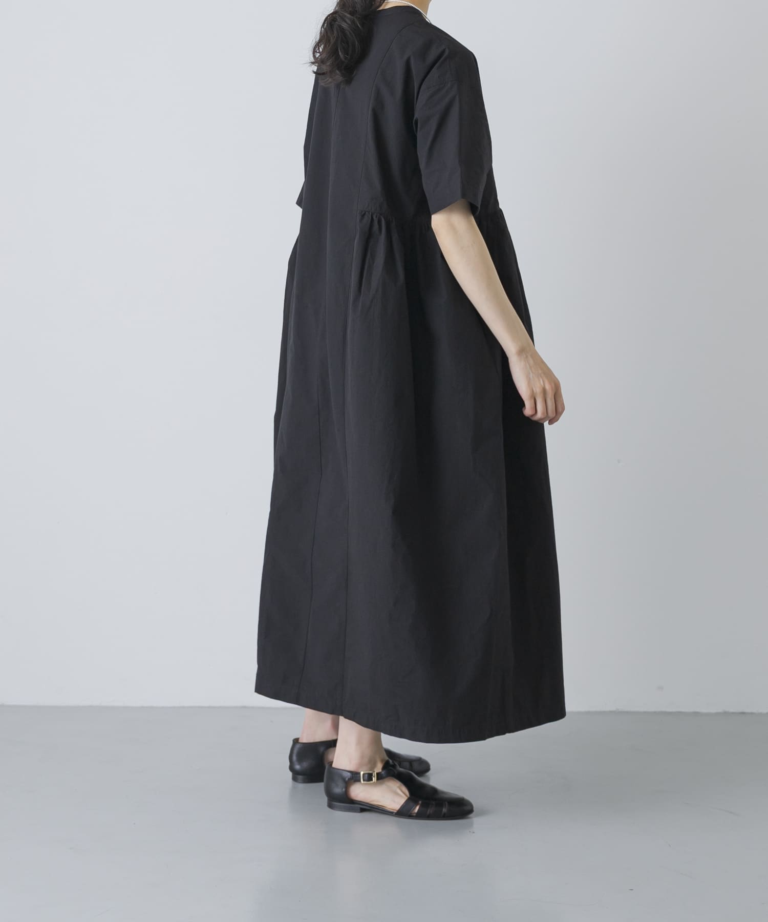 2サイズ展開』コットンシルクサイドギャザーワンピース(0 ROYAL BLUE