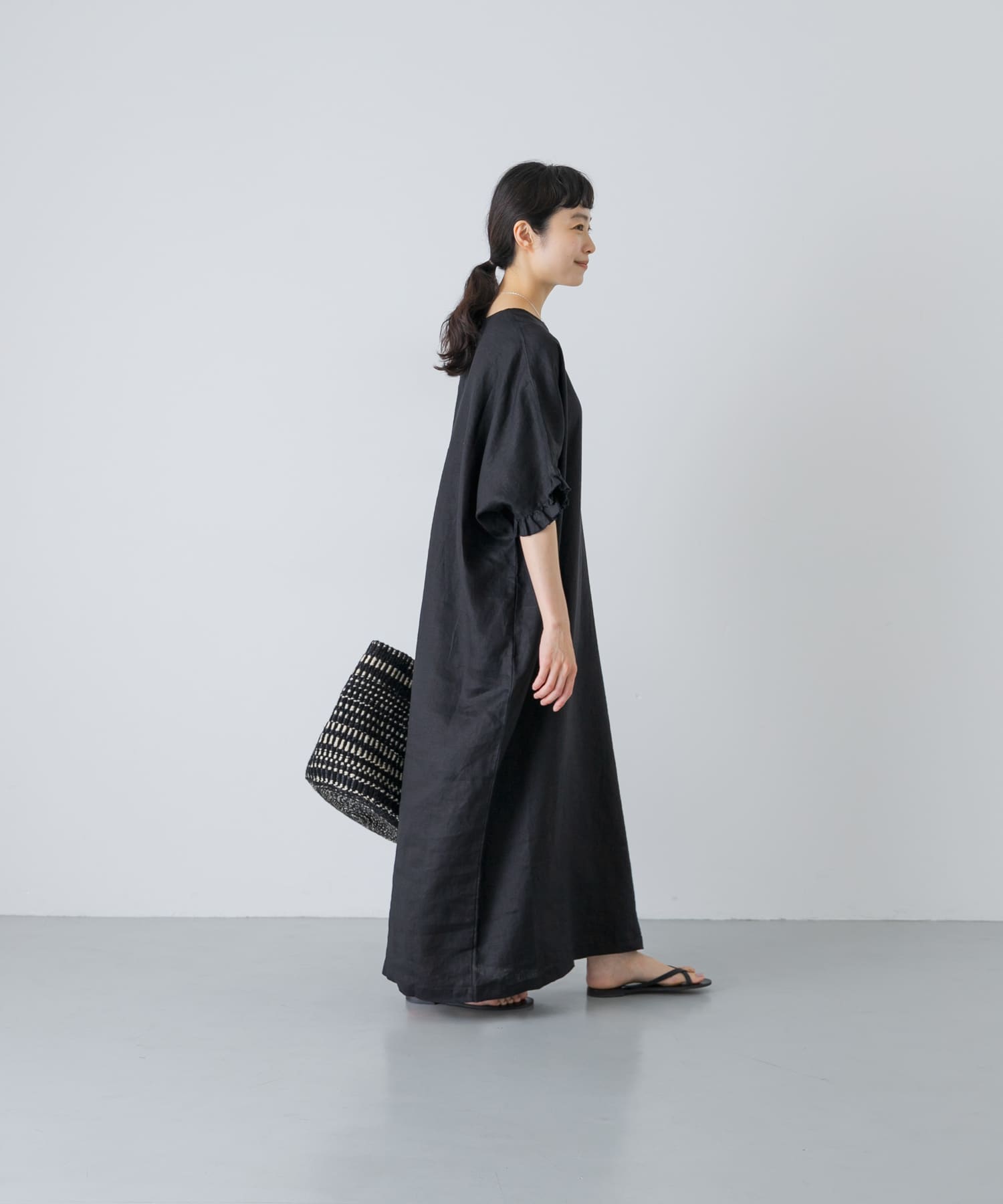 『2サイズ展開』リネンフリルスリーブワンピース