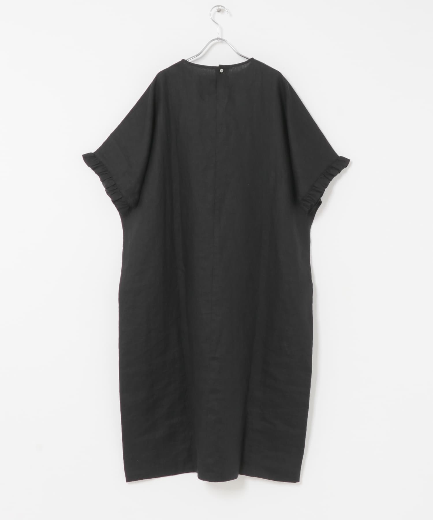 2サイズ展開』リネンフリルスリーブワンピース(0 BLACK): ワンピース