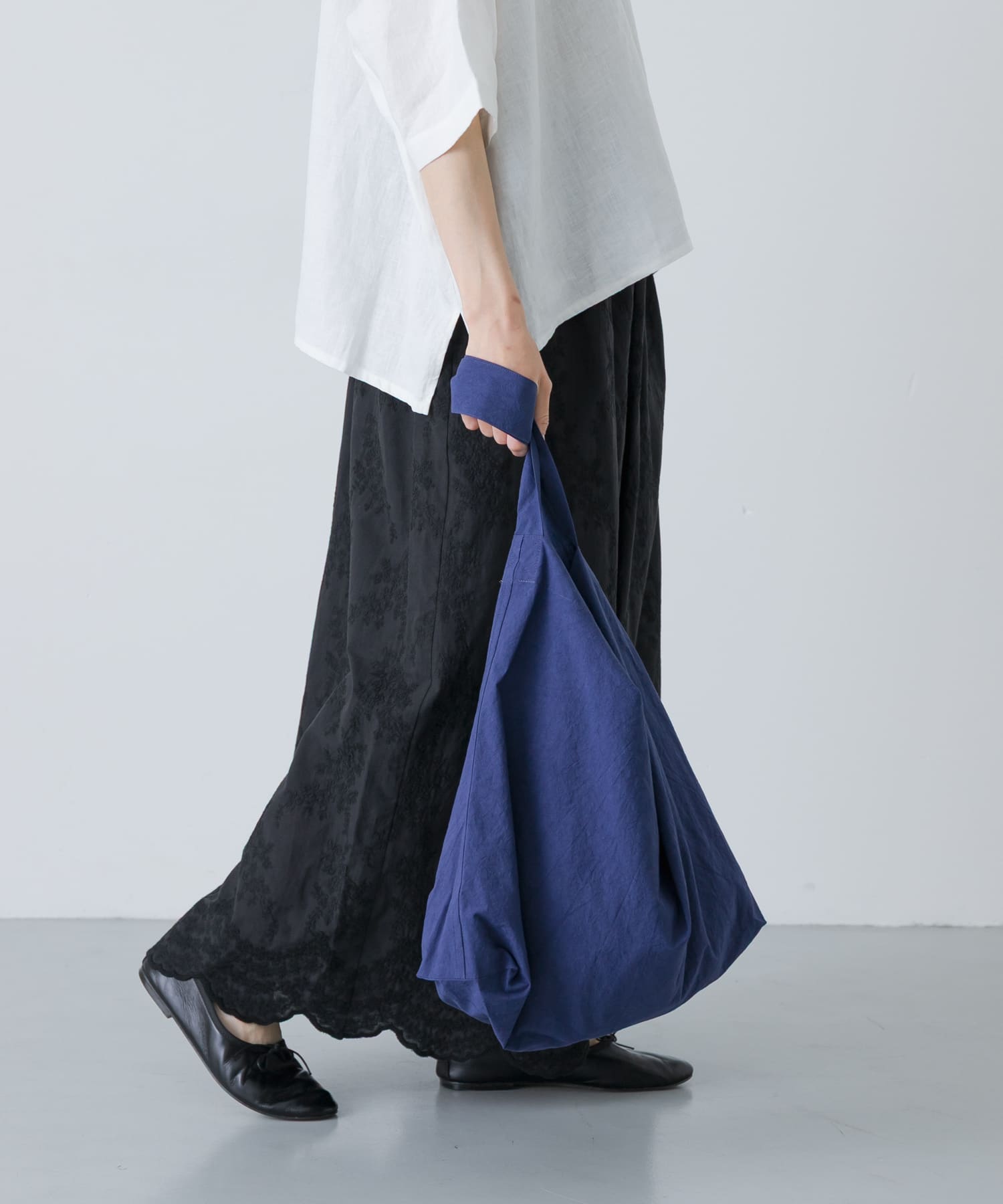 コットンショルダーバッグ BLUE Free