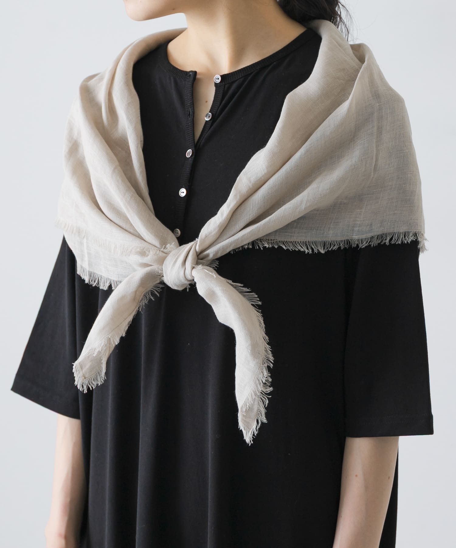 リネンスクエアストール NATURAL Free