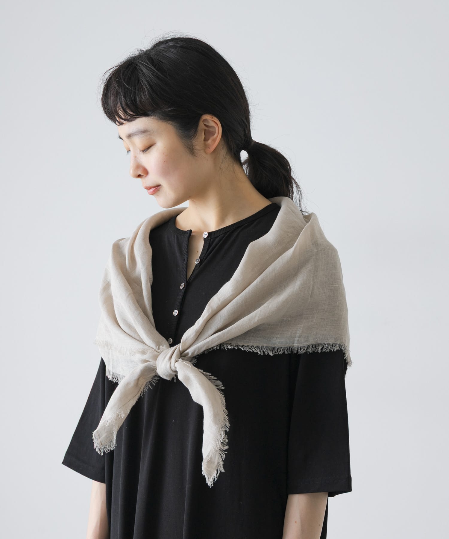 リネンスクエアストール NATURAL Free