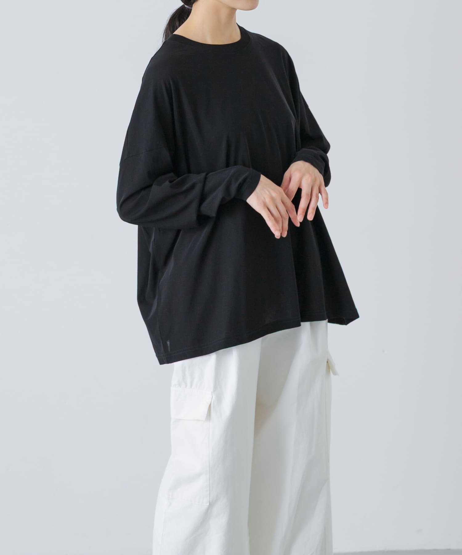 ハイツイストコットン長袖Tシャツ