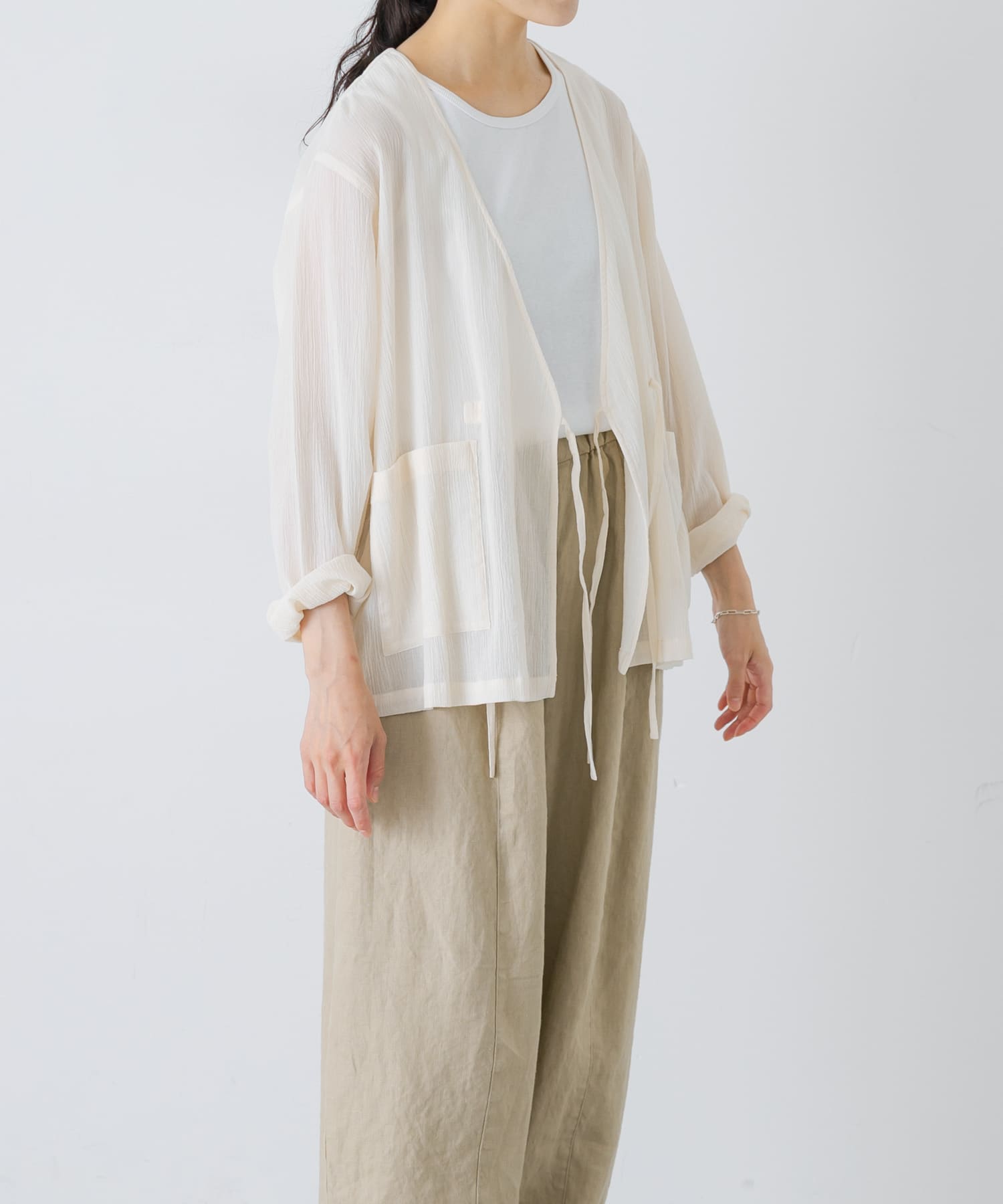 シアーカシュクールカーデシャツ