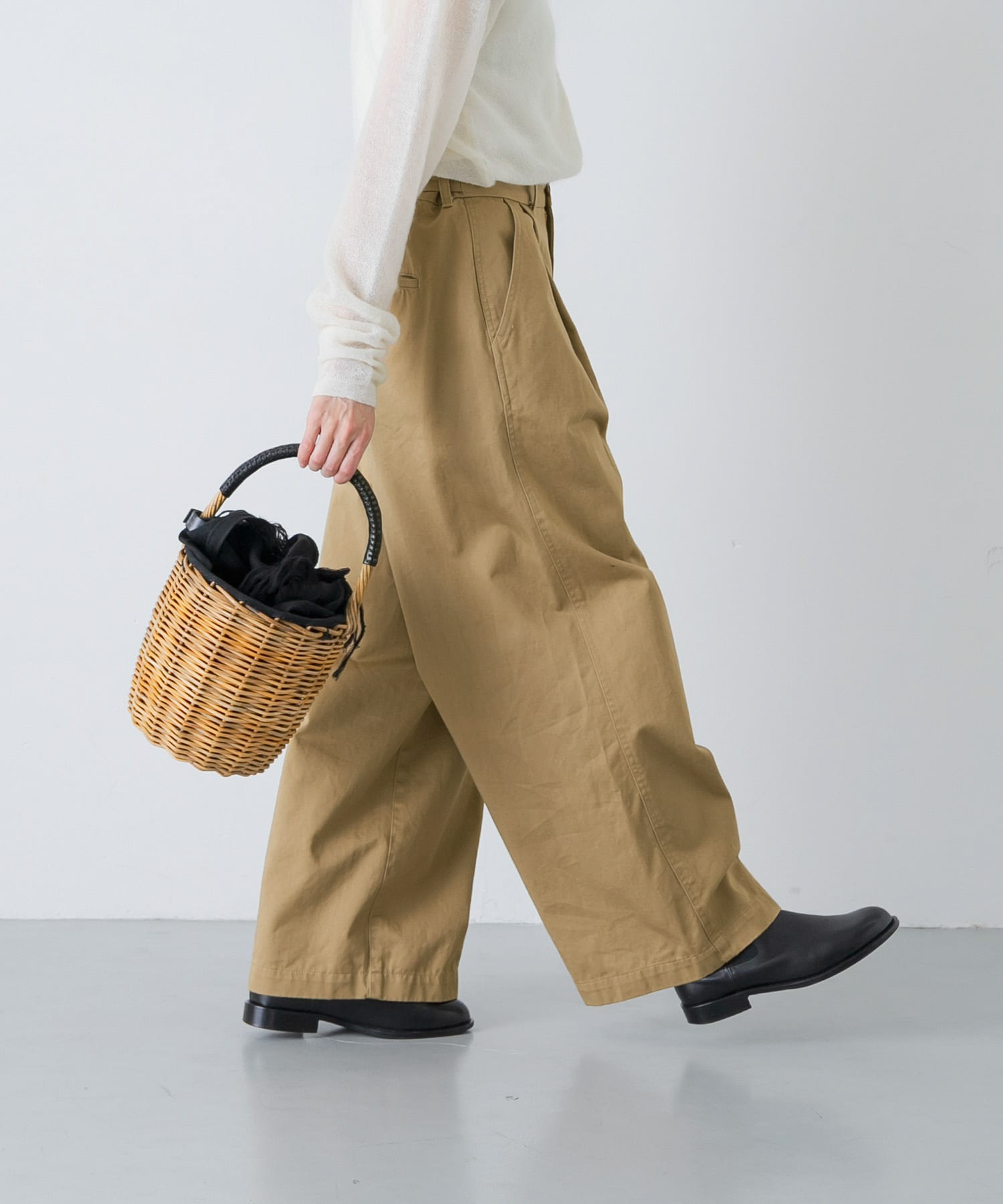『2サイズ展開』コットンワイドチノパンツ